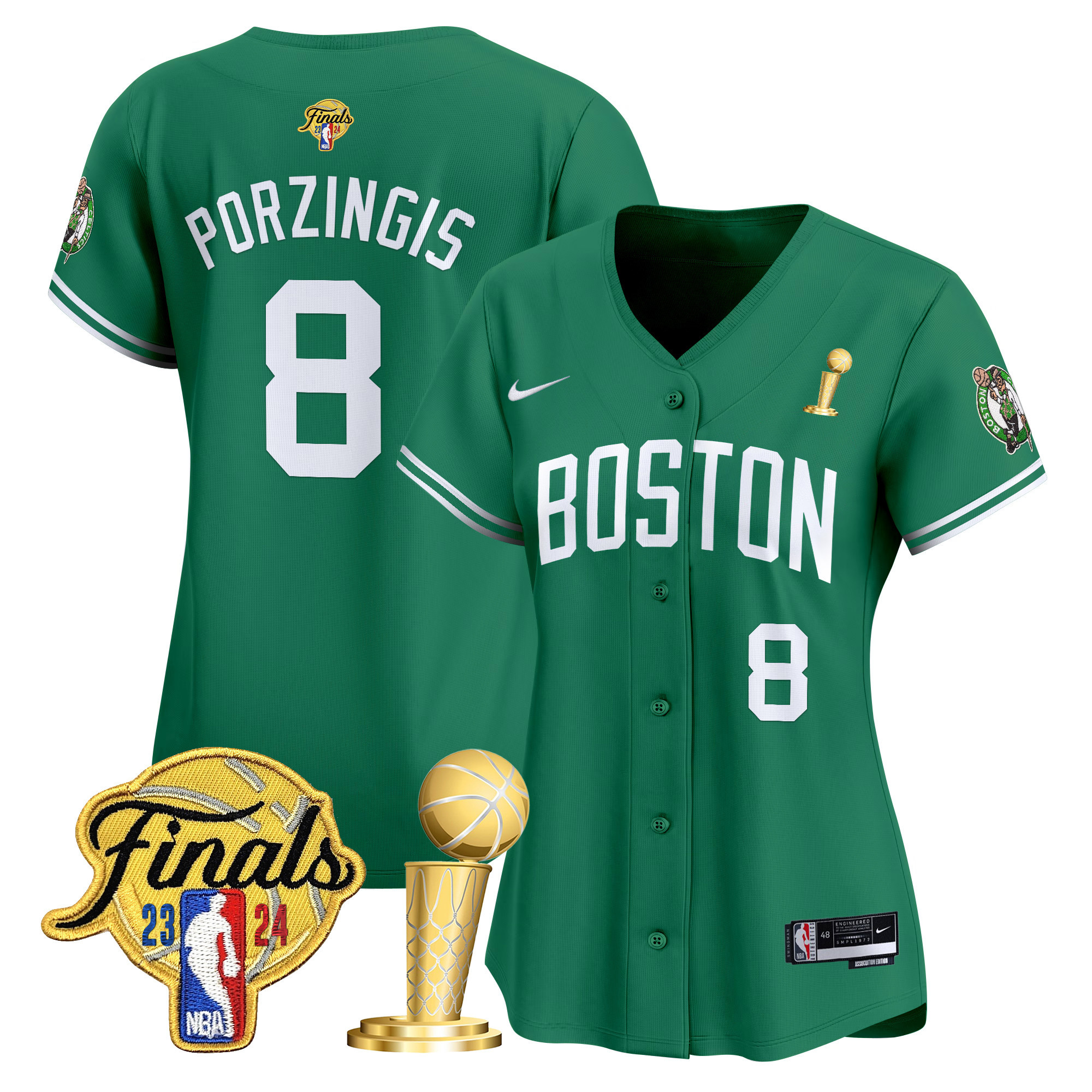 Women's Boston Celtics 2024 Final & Champions Patch Baseball Jersey - All Stitched - Image 11