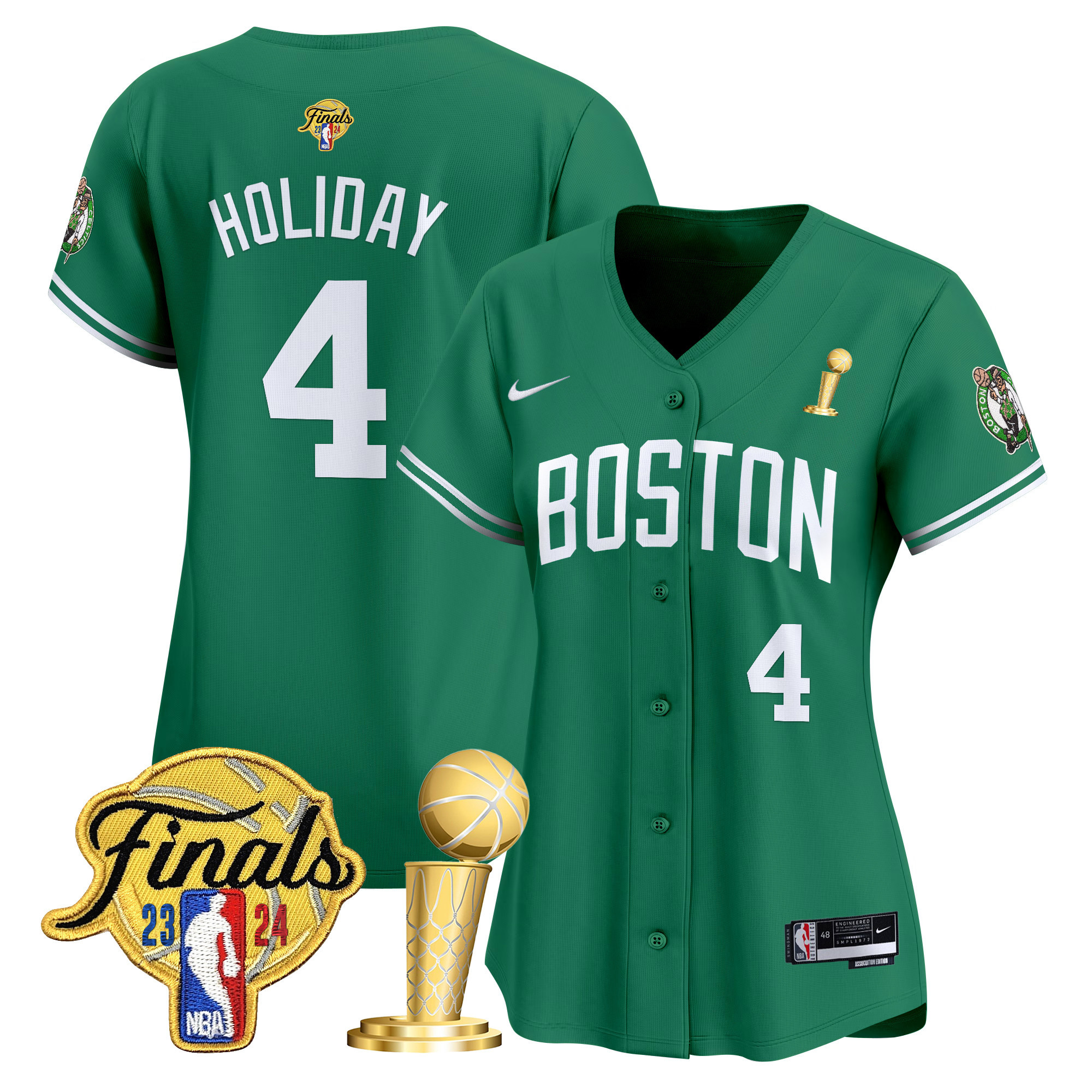 Women's Boston Celtics 2024 Final & Champions Patch Baseball Jersey - All Stitched - Image 12