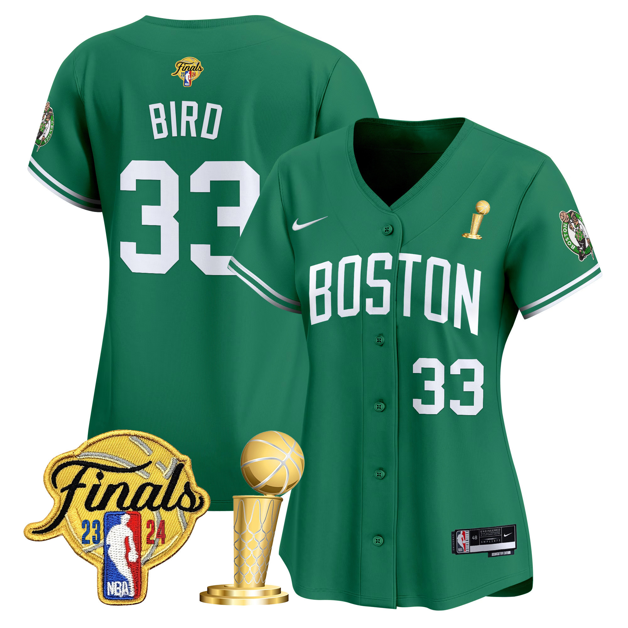 Women's Boston Celtics 2024 Final & Champions Patch Baseball Jersey - All Stitched - Image 13
