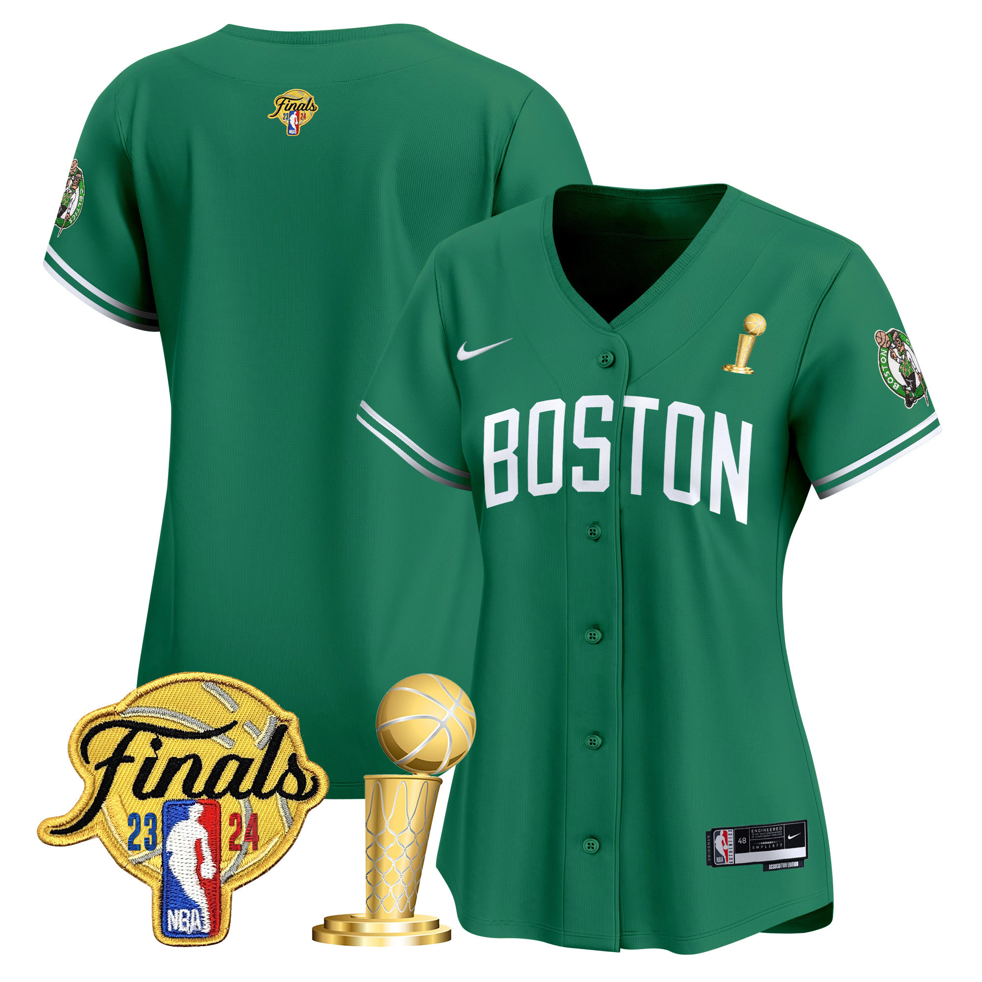 Women's Boston Celtics 2024 Final & Champions Patch Baseball Jersey - All Stitched - Image 14