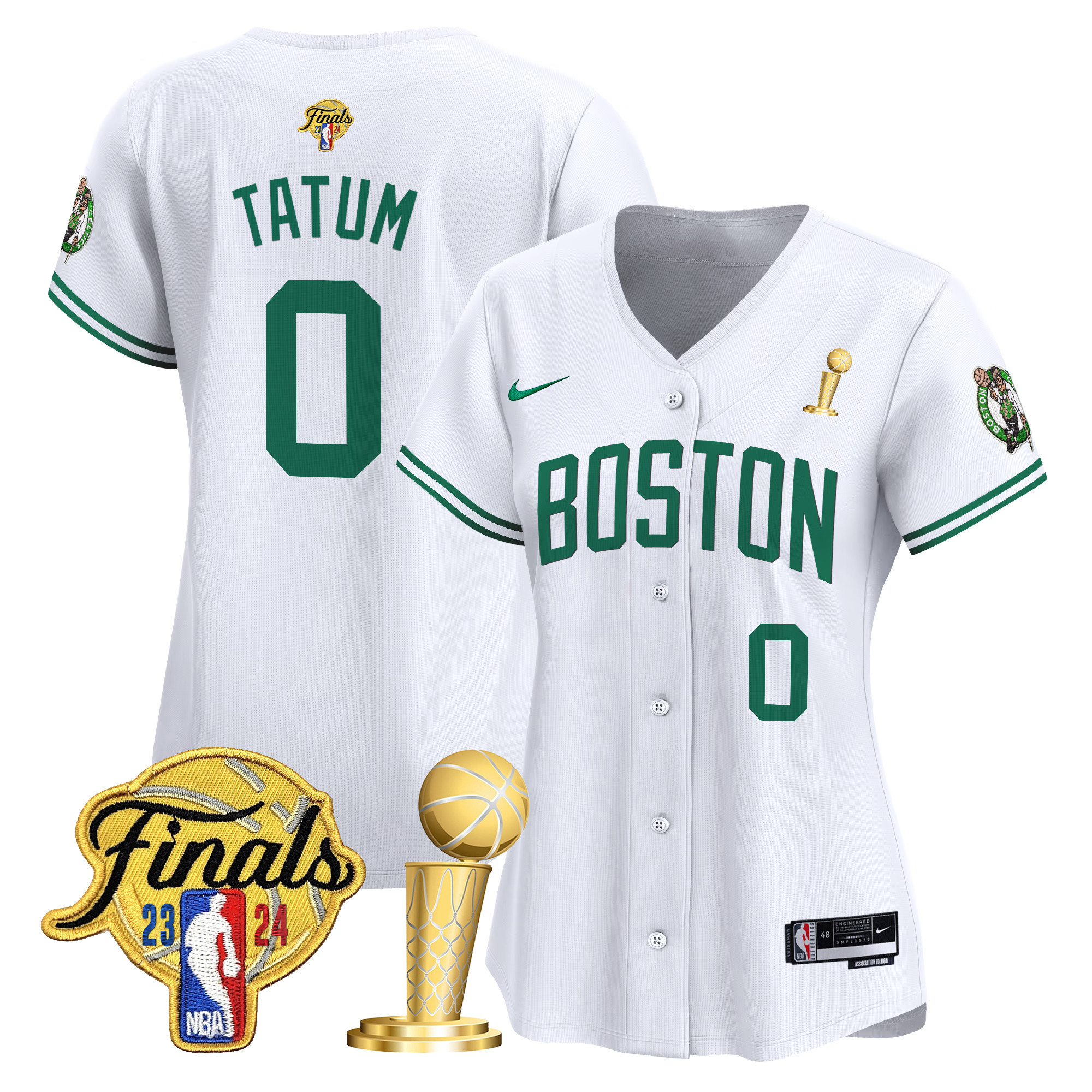 Women's Boston Celtics 2024 Final & Champions Patch Baseball Jersey - All Stitched - Image 15