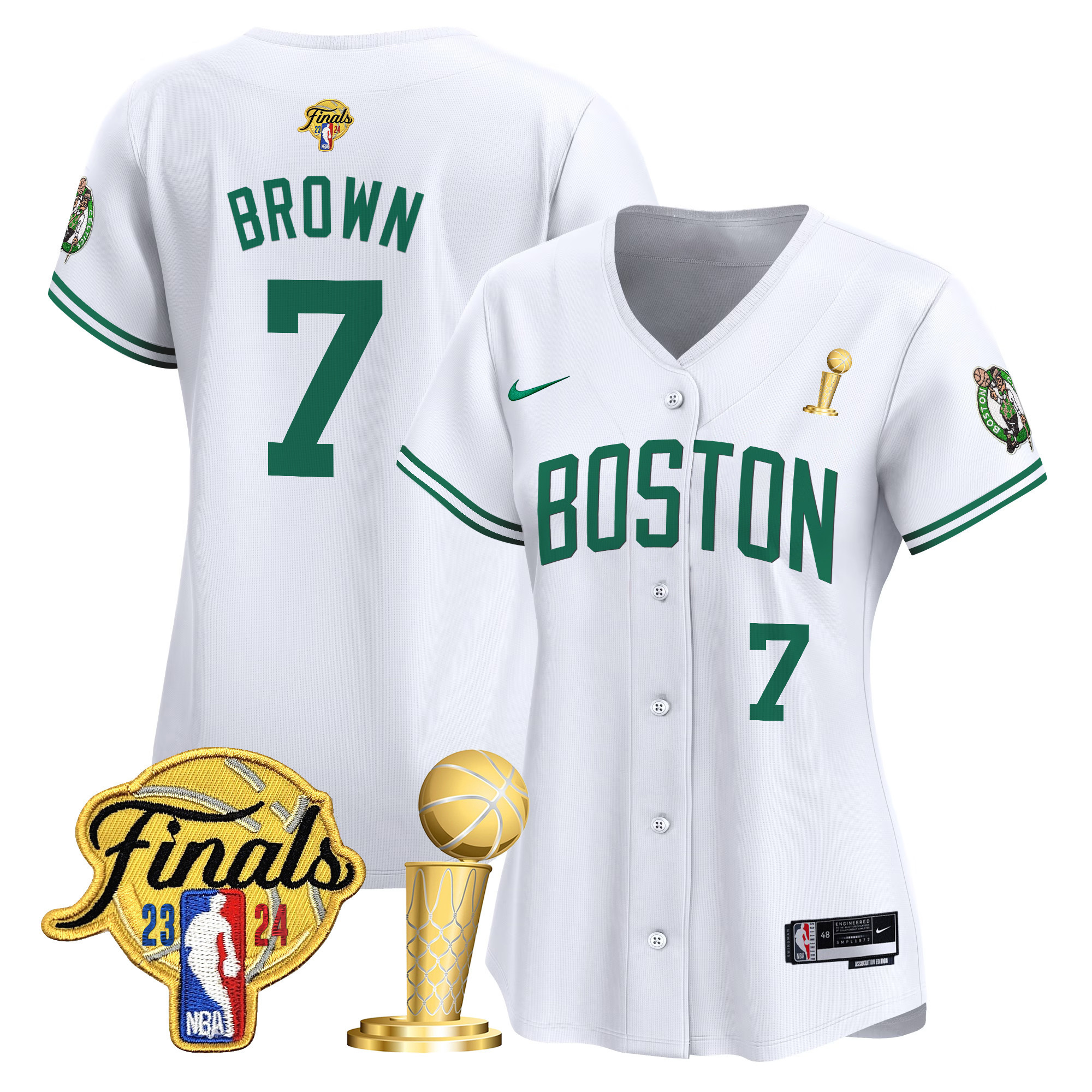 Women's Boston Celtics 2024 Final & Champions Patch Baseball Jersey - All Stitched - Image 17
