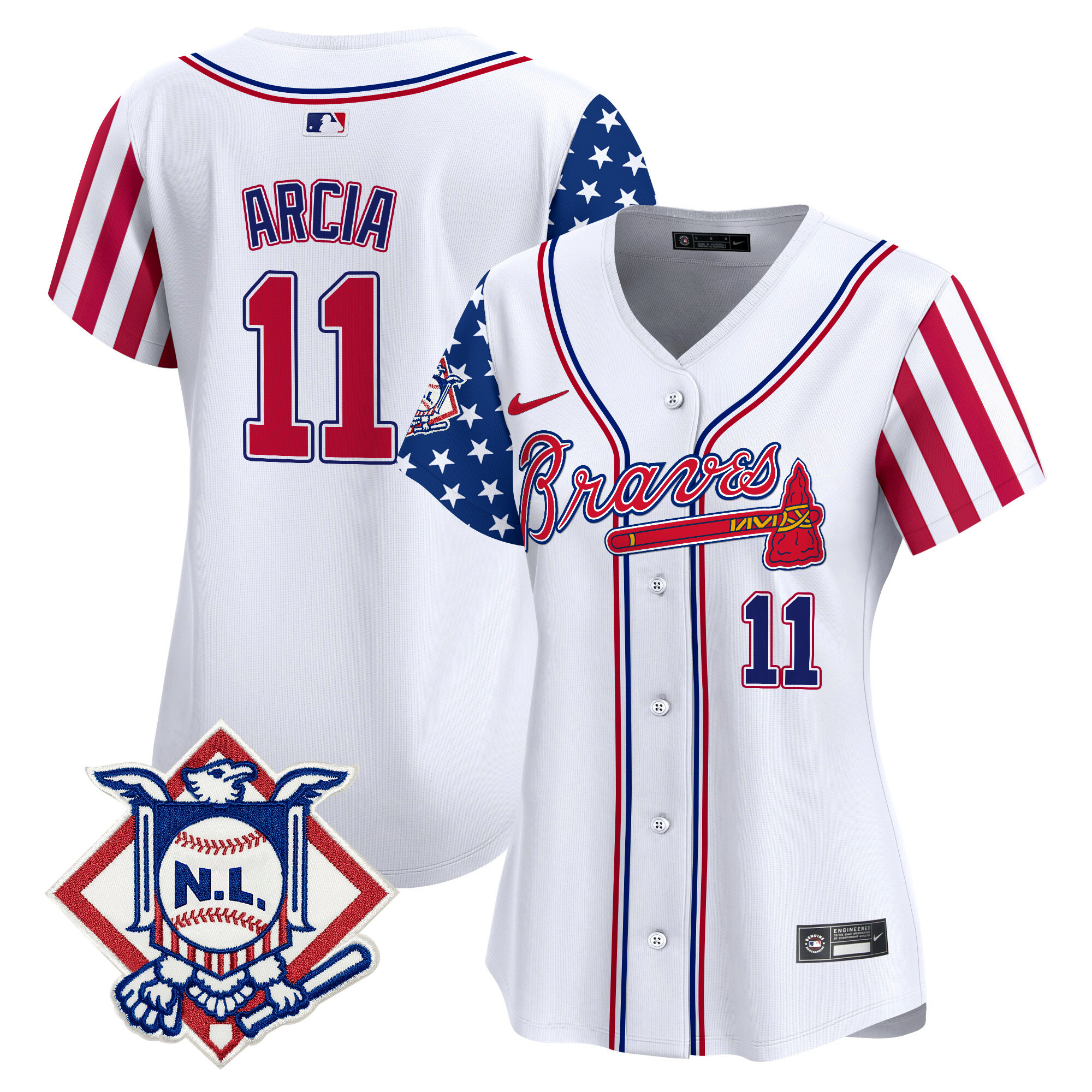 Women's Atlanta Braves 2024 Fourth of July Vapor Premier Limited Jersey V2 - All Stitched - Image 2