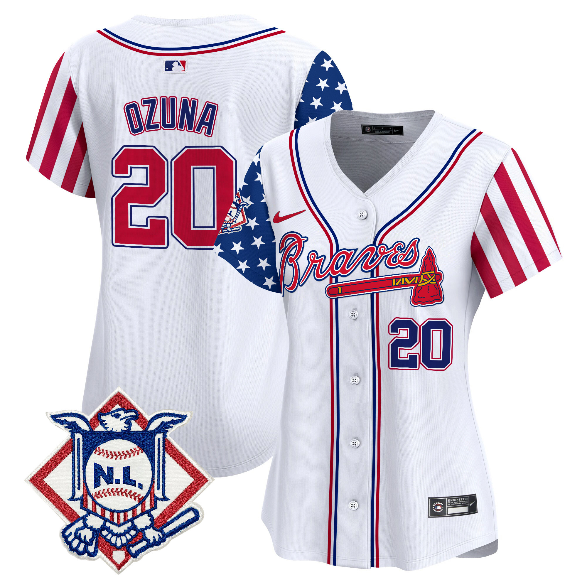 Women's Atlanta Braves 2024 Fourth of July Vapor Premier Limited Jersey V2 - All Stitched - Image 3