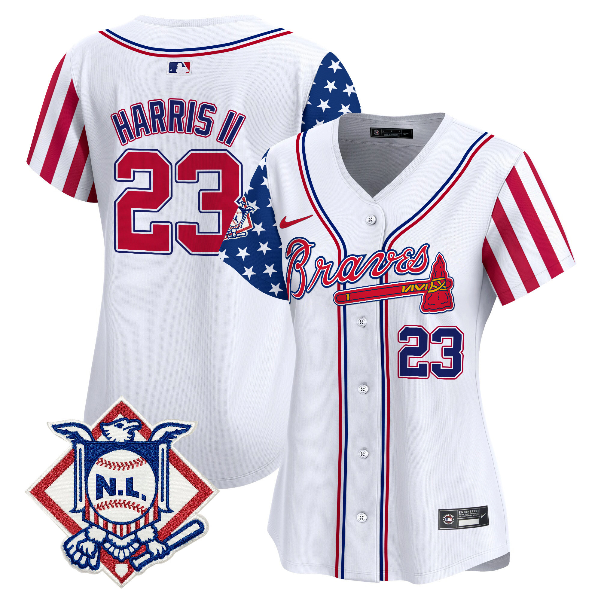 Women's Atlanta Braves 2024 Fourth of July Vapor Premier Limited Jersey V2 - All Stitched - Image 5