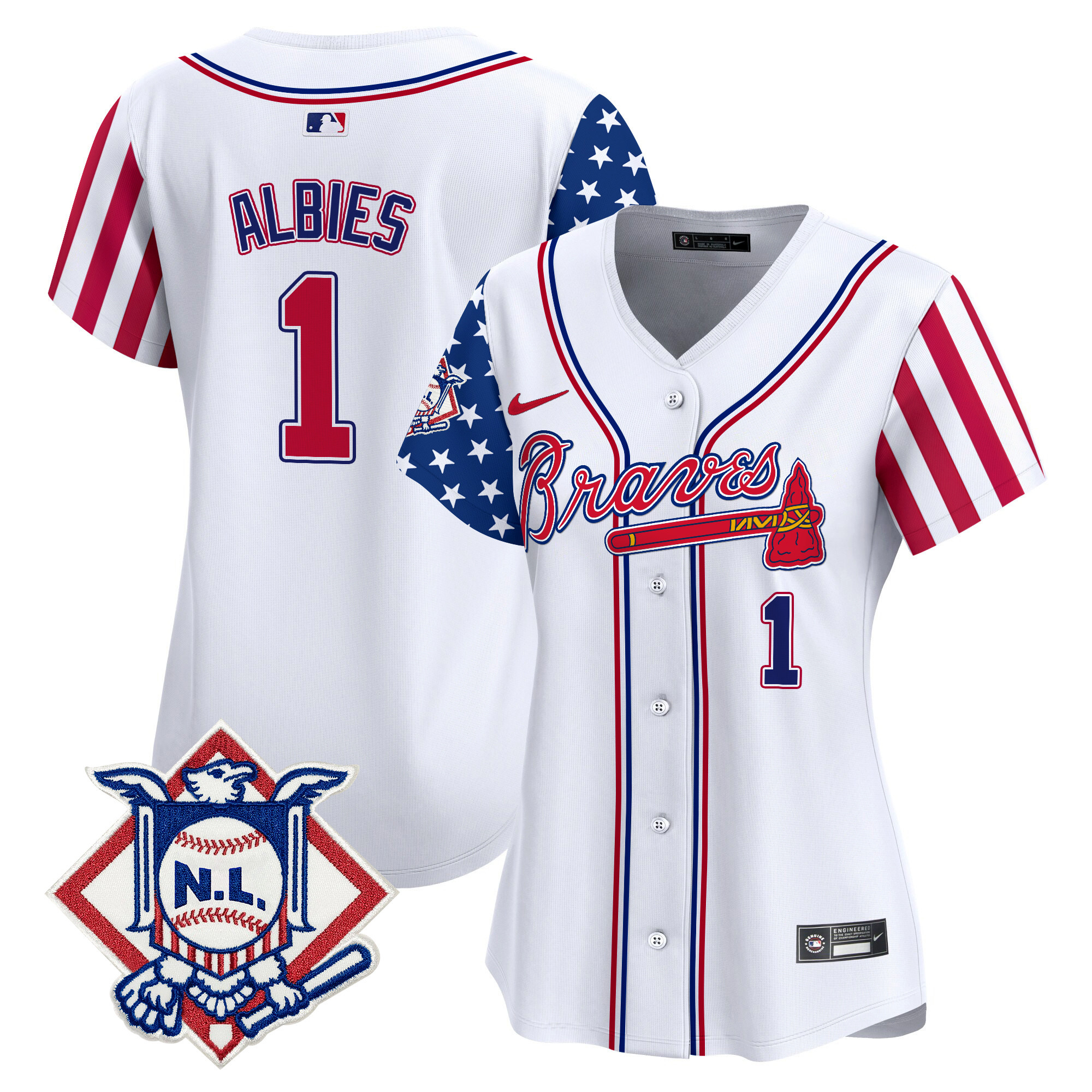 Women's Atlanta Braves 2024 Fourth of July Vapor Premier Limited Jersey V2 - All Stitched - Image 7