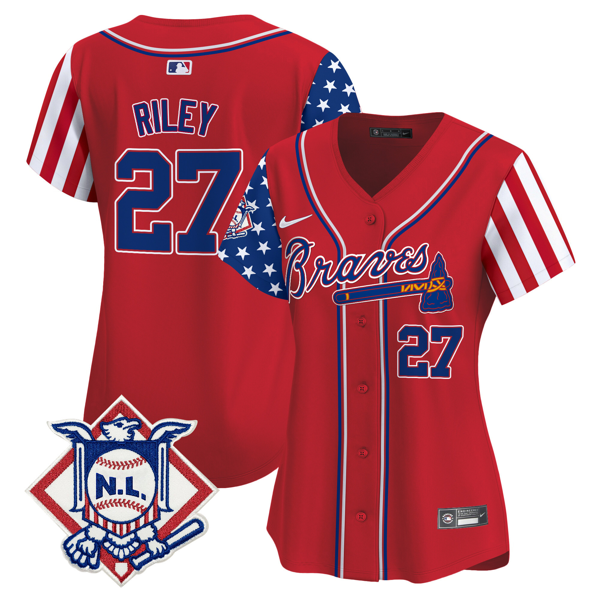 Women's Atlanta Braves 2024 Fourth of July Vapor Premier Limited Jersey V2 - All Stitched - Image 13