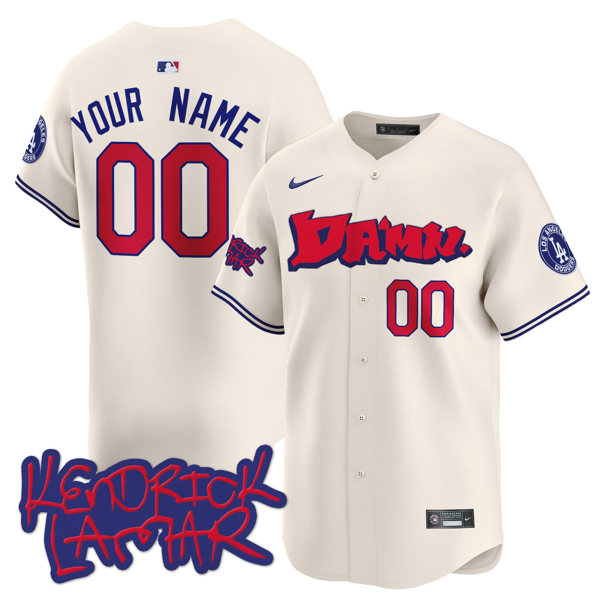 Dodgers Kendrick Lamar Vapor Premier Limited Custom Jersey - All Stitched