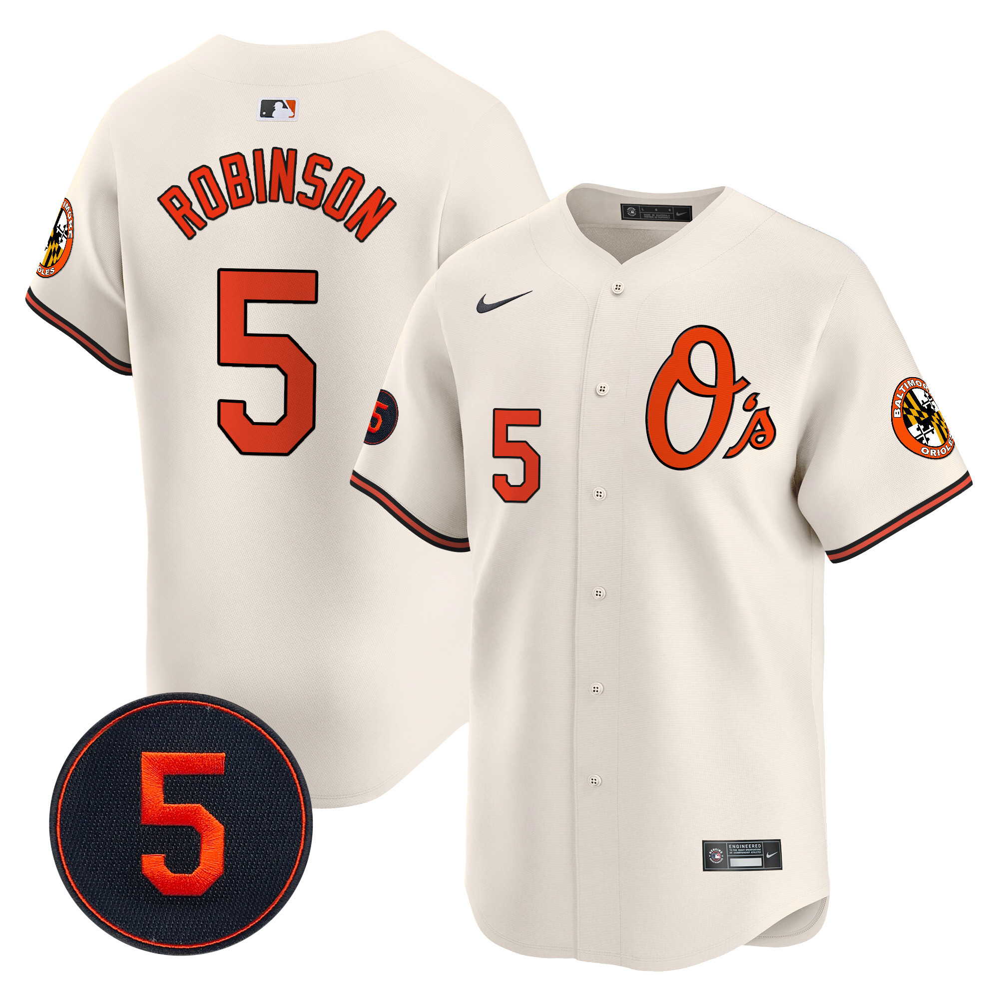 Men’s Baltimore Orioles Robinson Patch Vapor Premier Limited Jersey V4 - All Stitched - Image 2