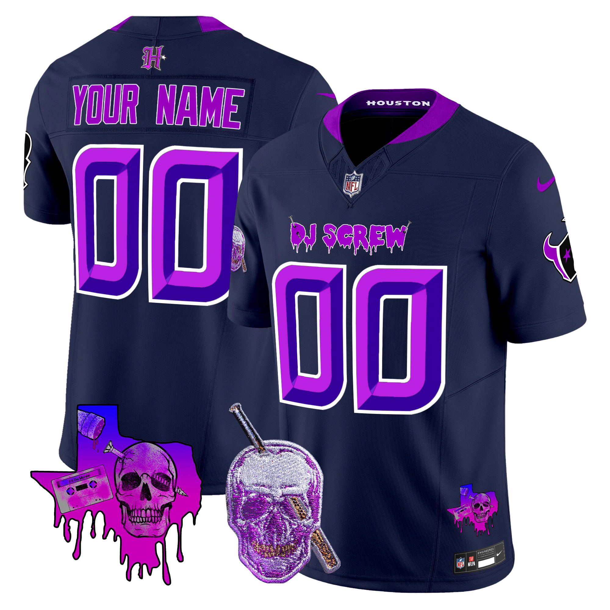 Houston Texans DJ Screw Vapor Limited Custom Jersey - All Stitched - Image 3