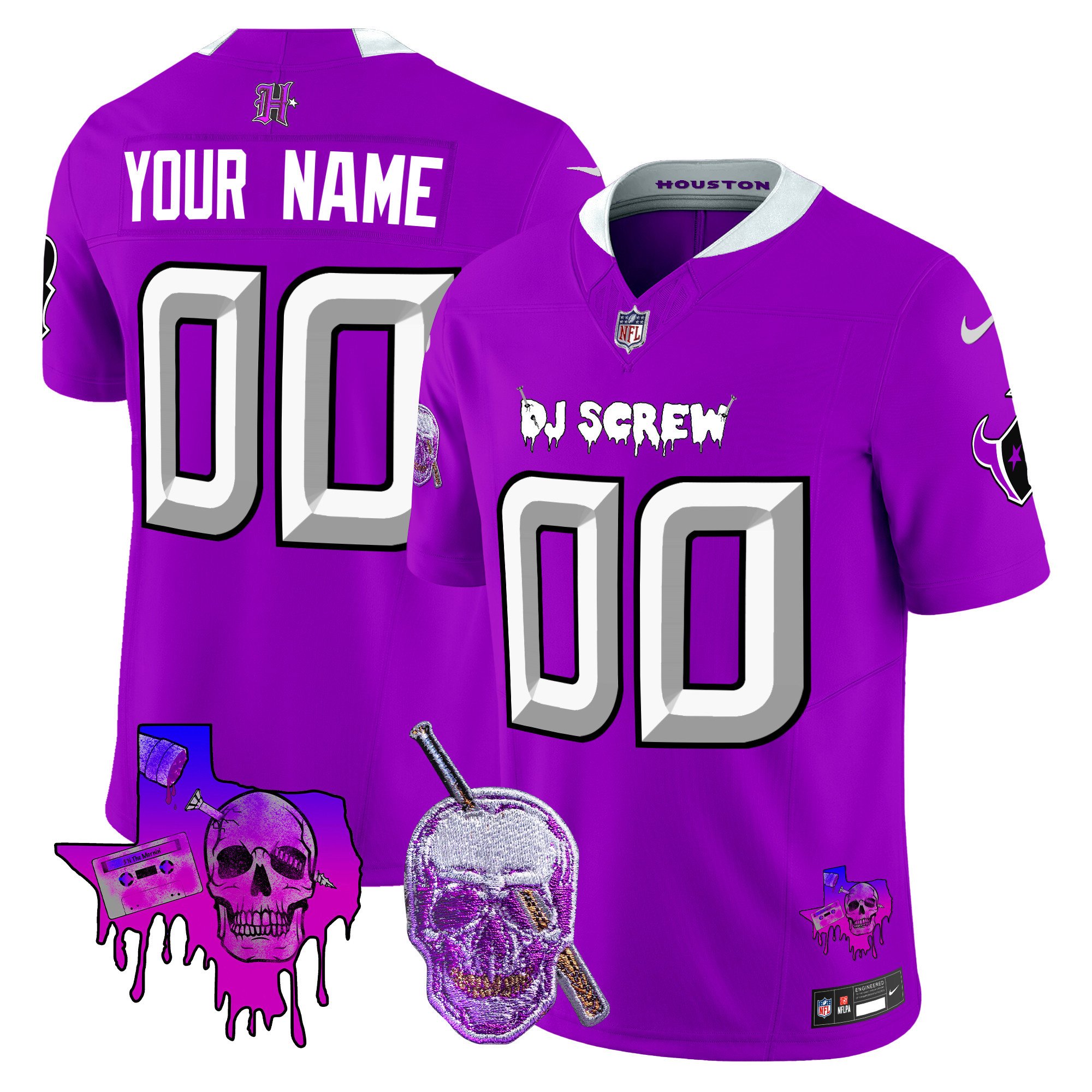 Houston Texans DJ Screw Vapor Limited Custom Jersey - All Stitched