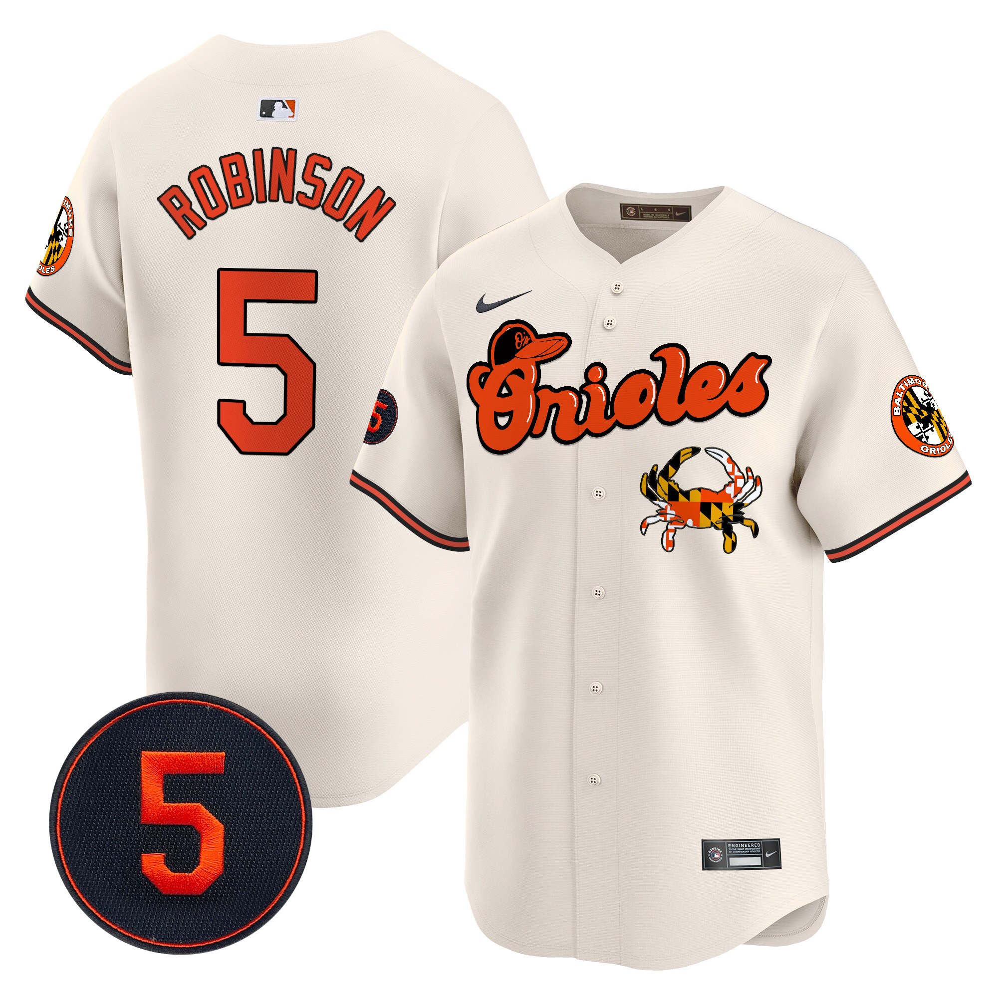 Men’s Baltimore Orioles Robinson Patch Vapor Premier Limited Jersey V6 - All Stitched - Image 11
