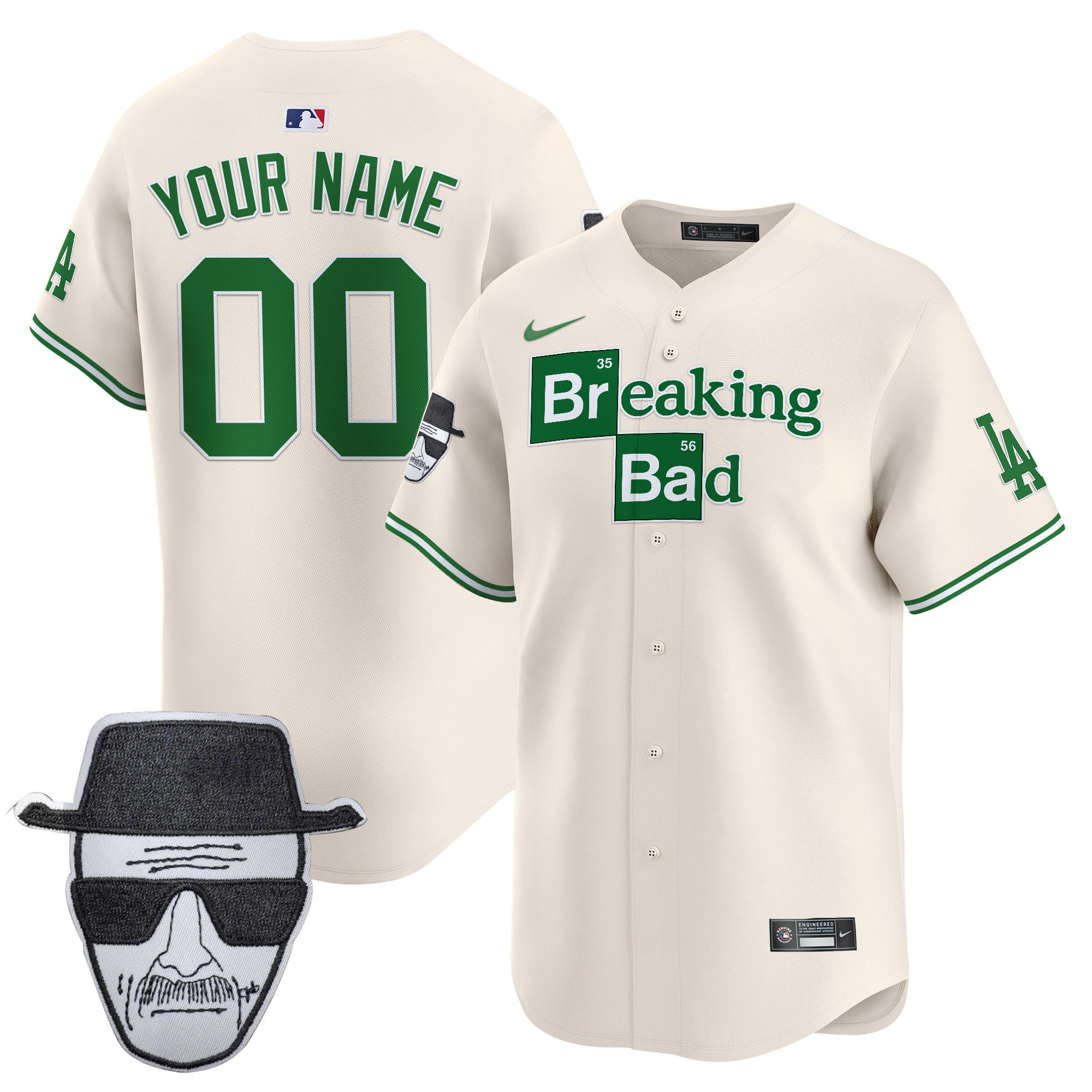 Dodgers Breaking Bad Walter White Patch Vapor Premier Limited Custom Jersey - All Stitched - Image 4
