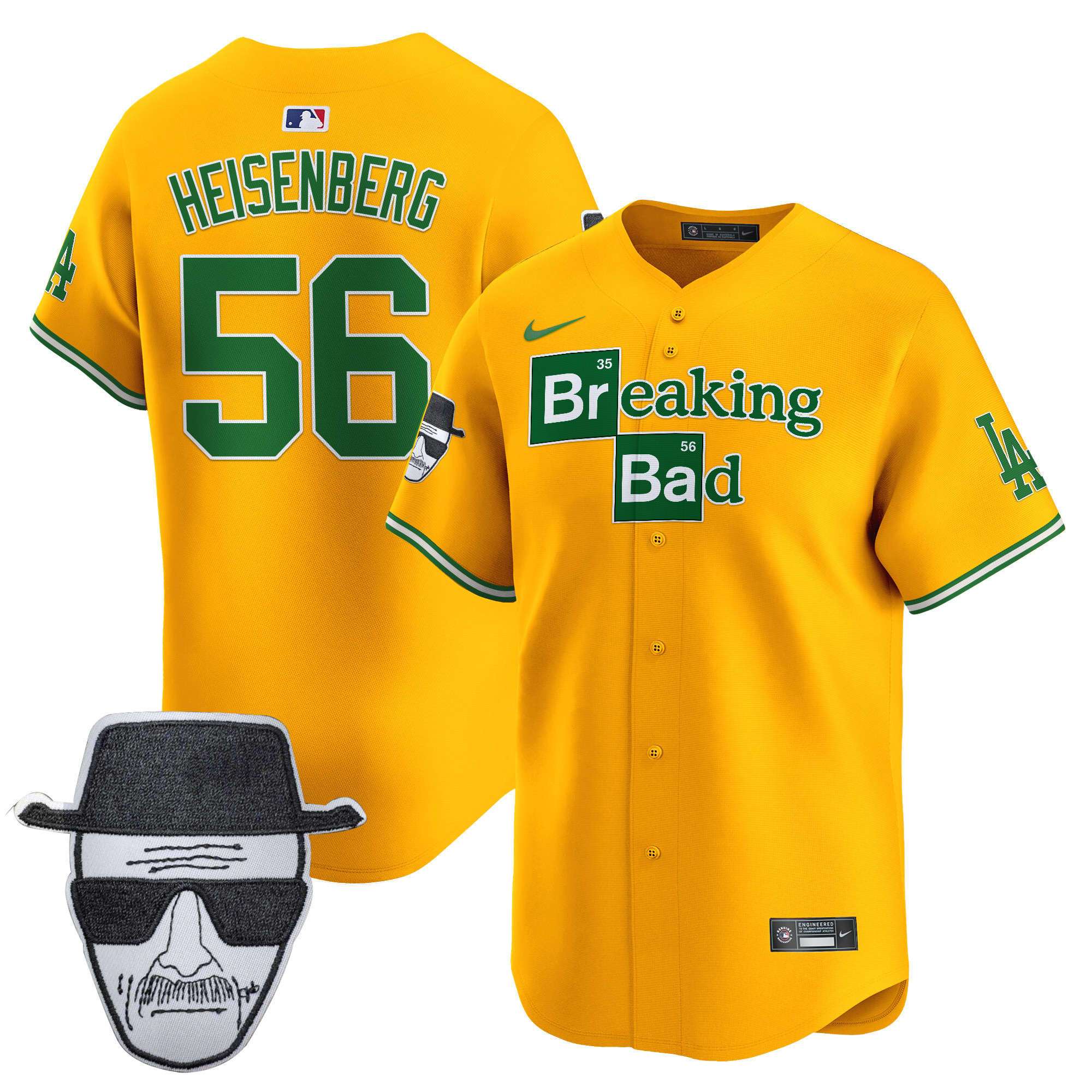 Men's Dodgers Breaking Bad Walter White Patch Vapor Premier Limited Jersey - All Stitched - Image 2