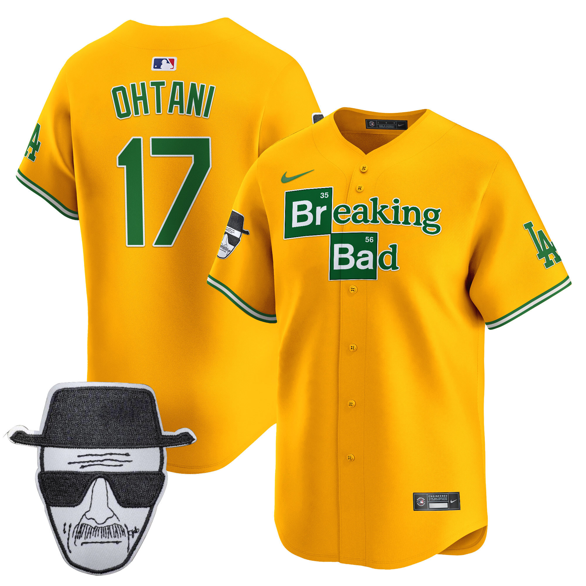 Men's Dodgers Breaking Bad Walter White Patch Vapor Premier Limited Jersey - All Stitched - Image 3