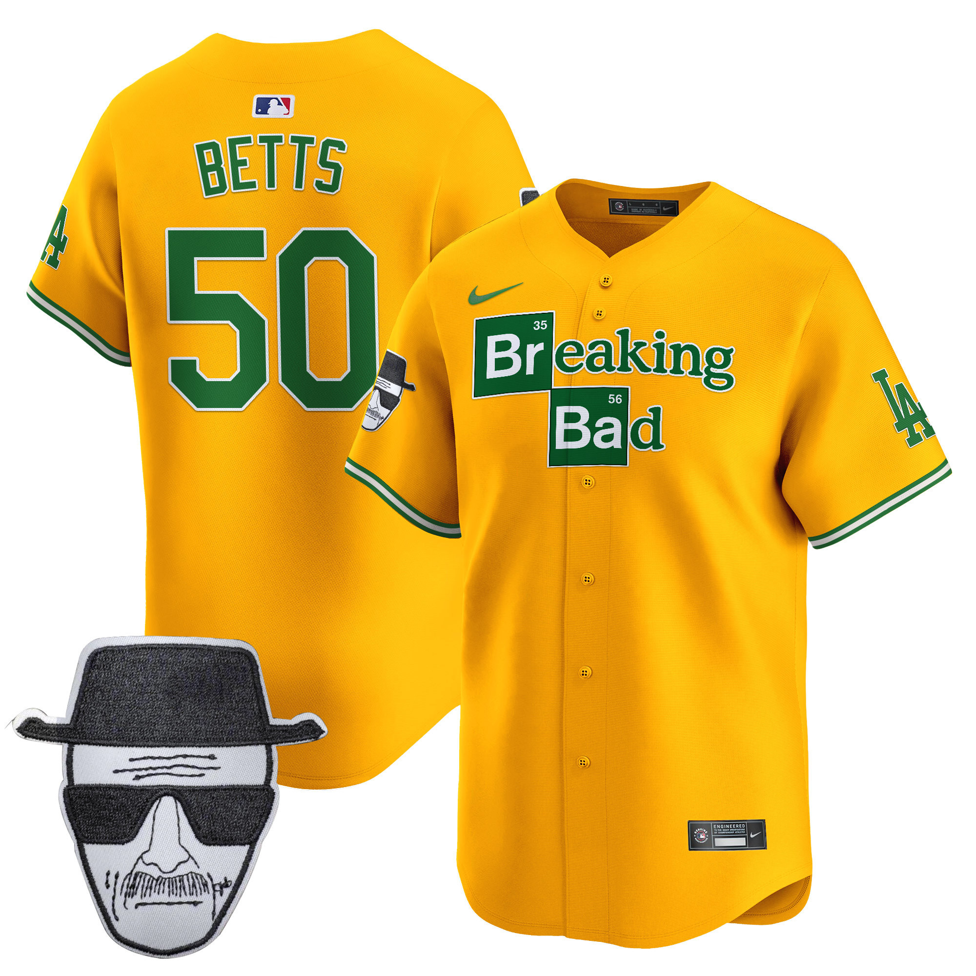 Men's Dodgers Breaking Bad Walter White Patch Vapor Premier Limited Jersey - All Stitched - Image 5