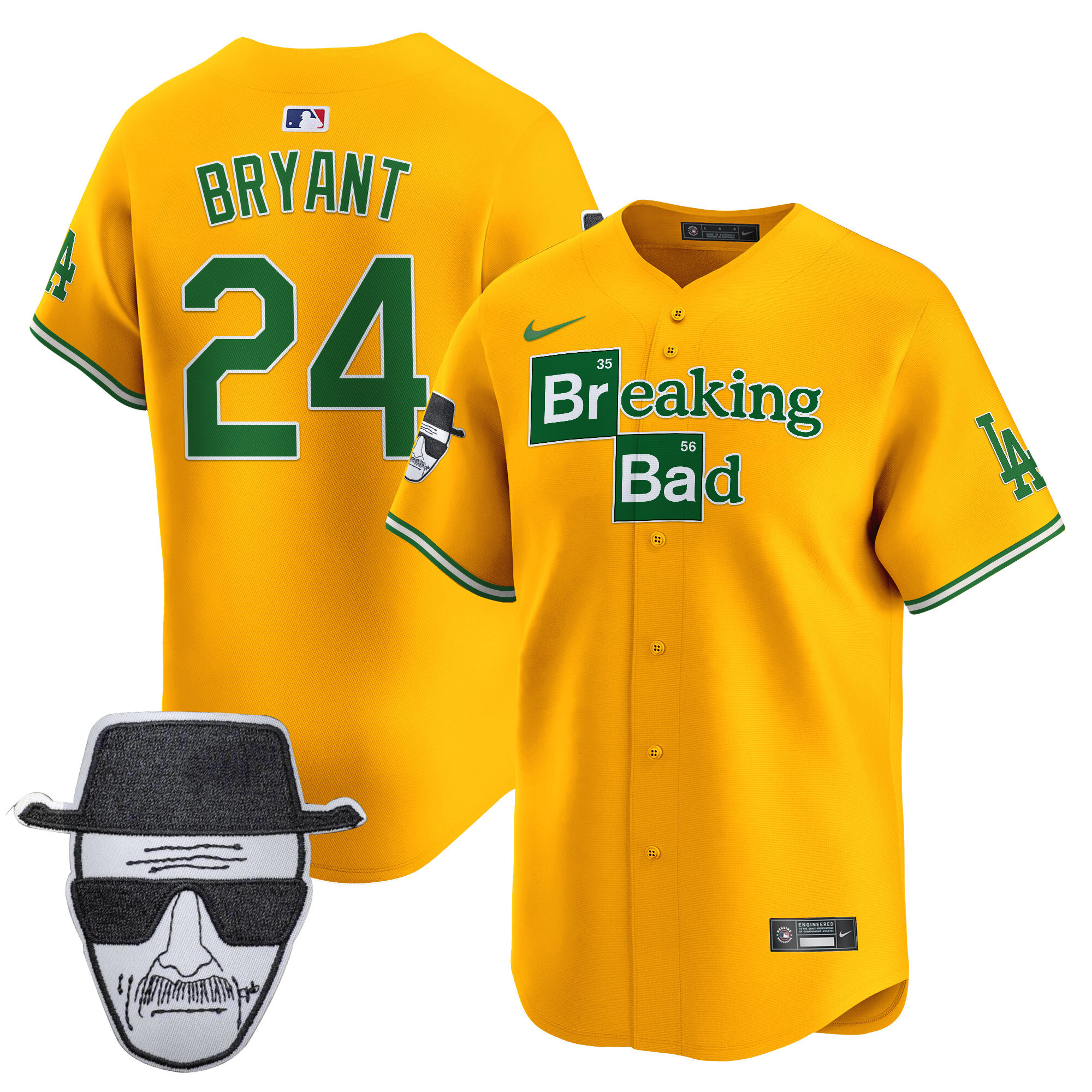 Men's Dodgers Breaking Bad Walter White Patch Vapor Premier Limited Jersey - All Stitched - Image 6