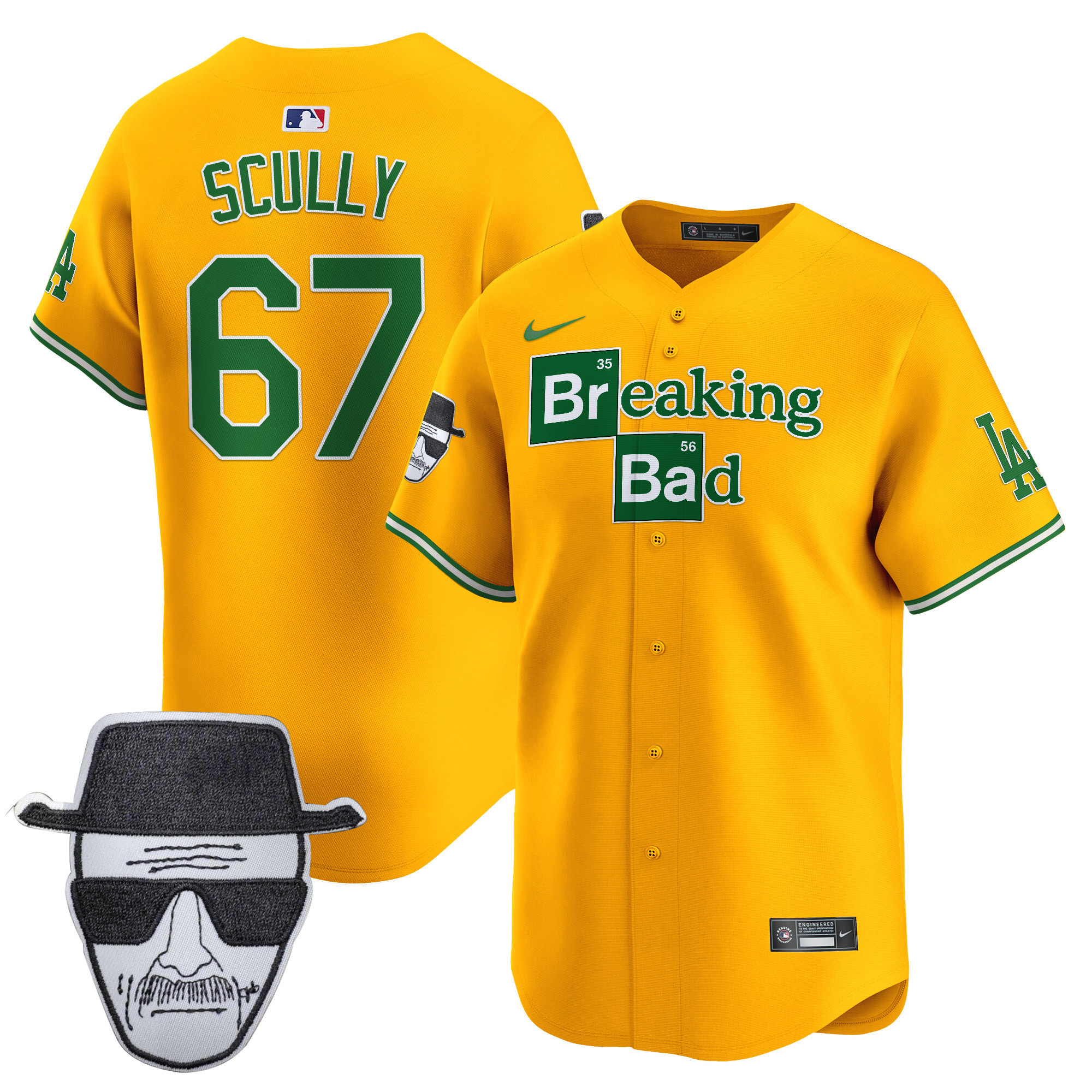 Men's Dodgers Breaking Bad Walter White Patch Vapor Premier Limited Jersey - All Stitched - Image 7