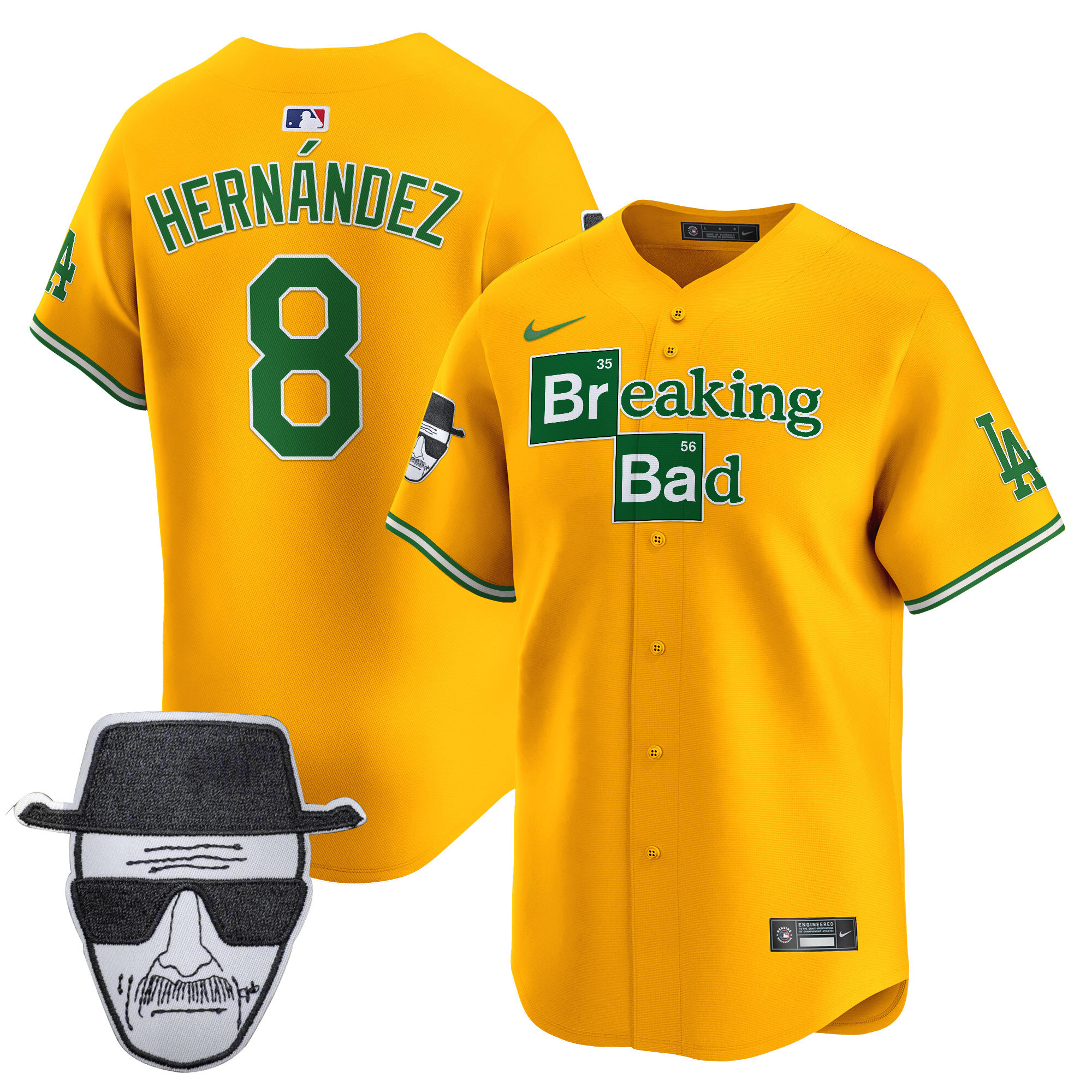 Men's Dodgers Breaking Bad Walter White Patch Vapor Premier Limited Jersey - All Stitched - Image 8