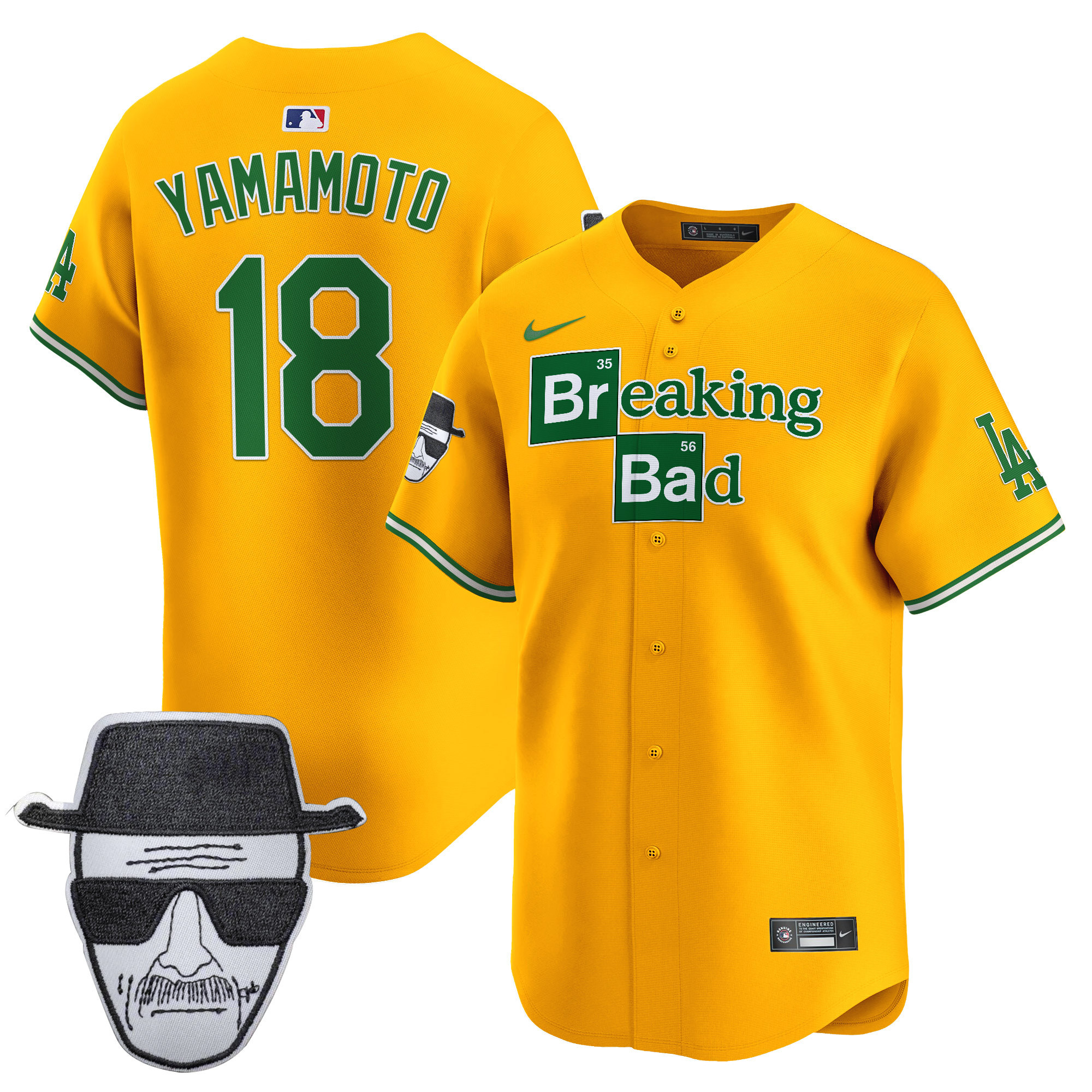 Men's Dodgers Breaking Bad Walter White Patch Vapor Premier Limited Jersey - All Stitched - Image 9