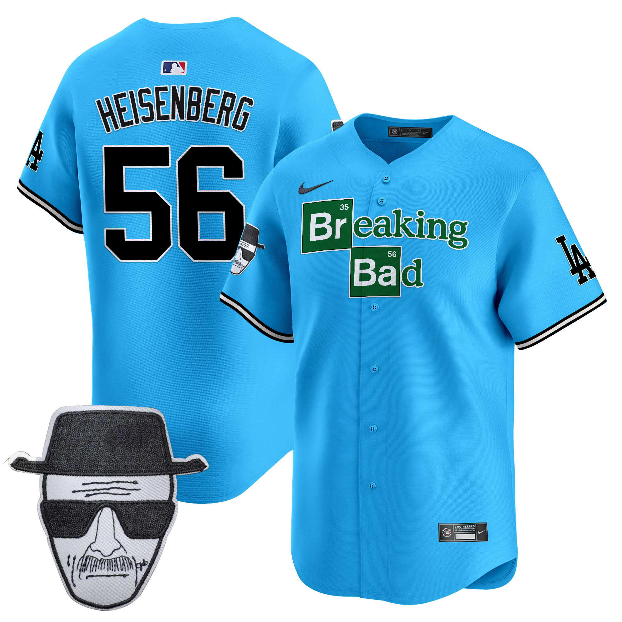 Men's Dodgers Breaking Bad Walter White Patch Vapor Premier Limited Jersey - All Stitched - Image 12