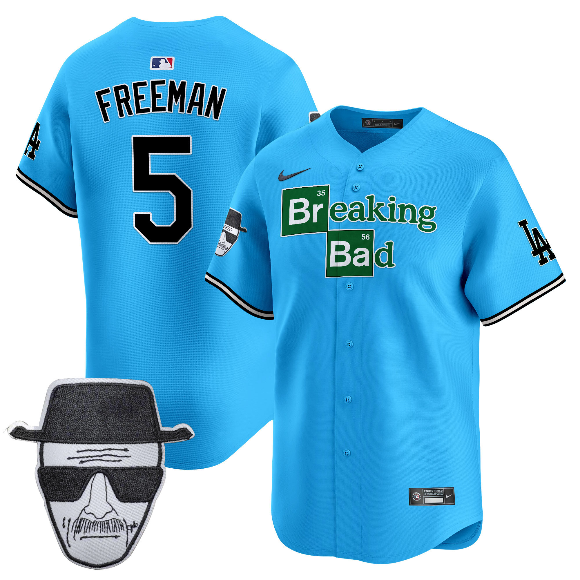Men's Dodgers Breaking Bad Walter White Patch Vapor Premier Limited Jersey - All Stitched - Image 14