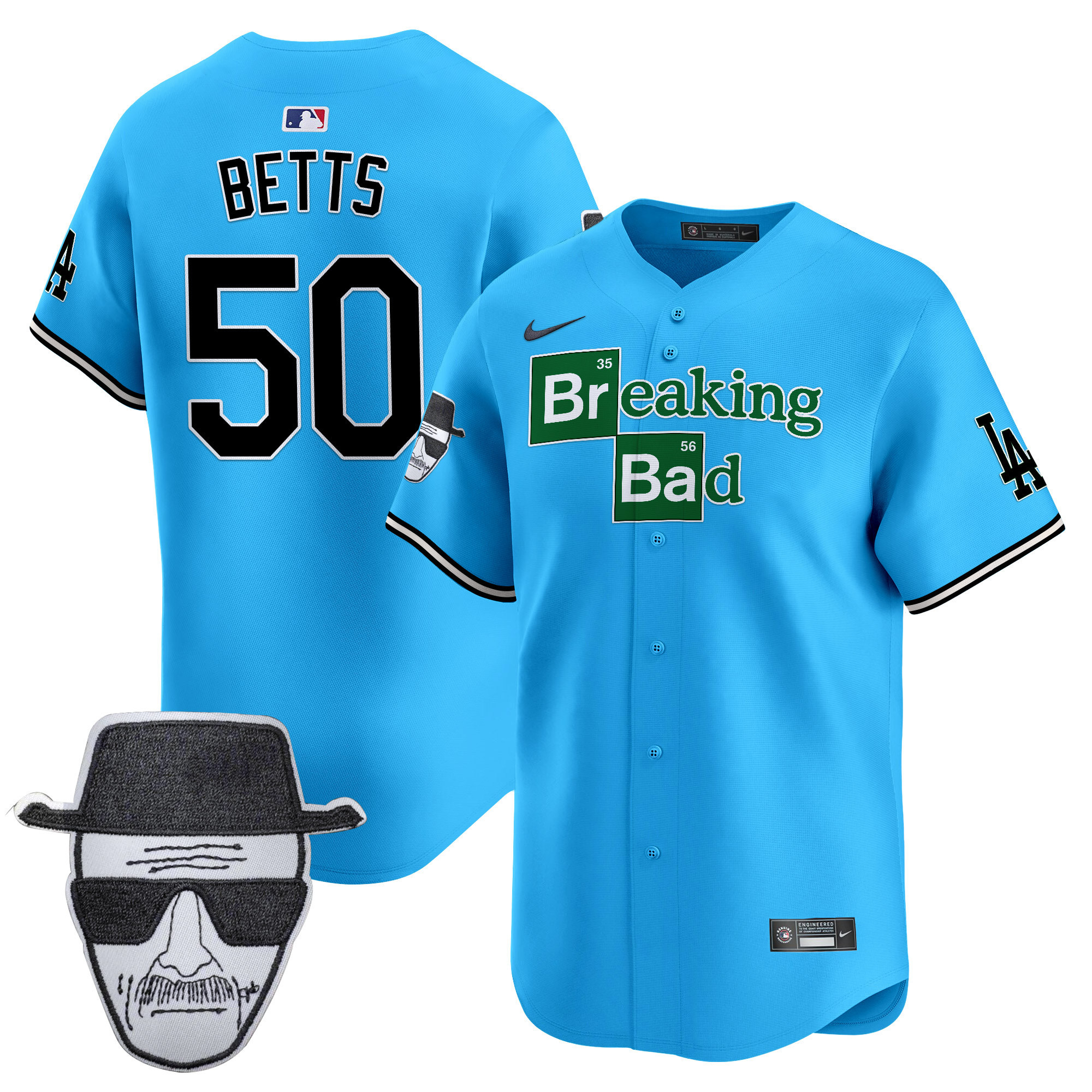 Men's Dodgers Breaking Bad Walter White Patch Vapor Premier Limited Jersey - All Stitched - Image 15
