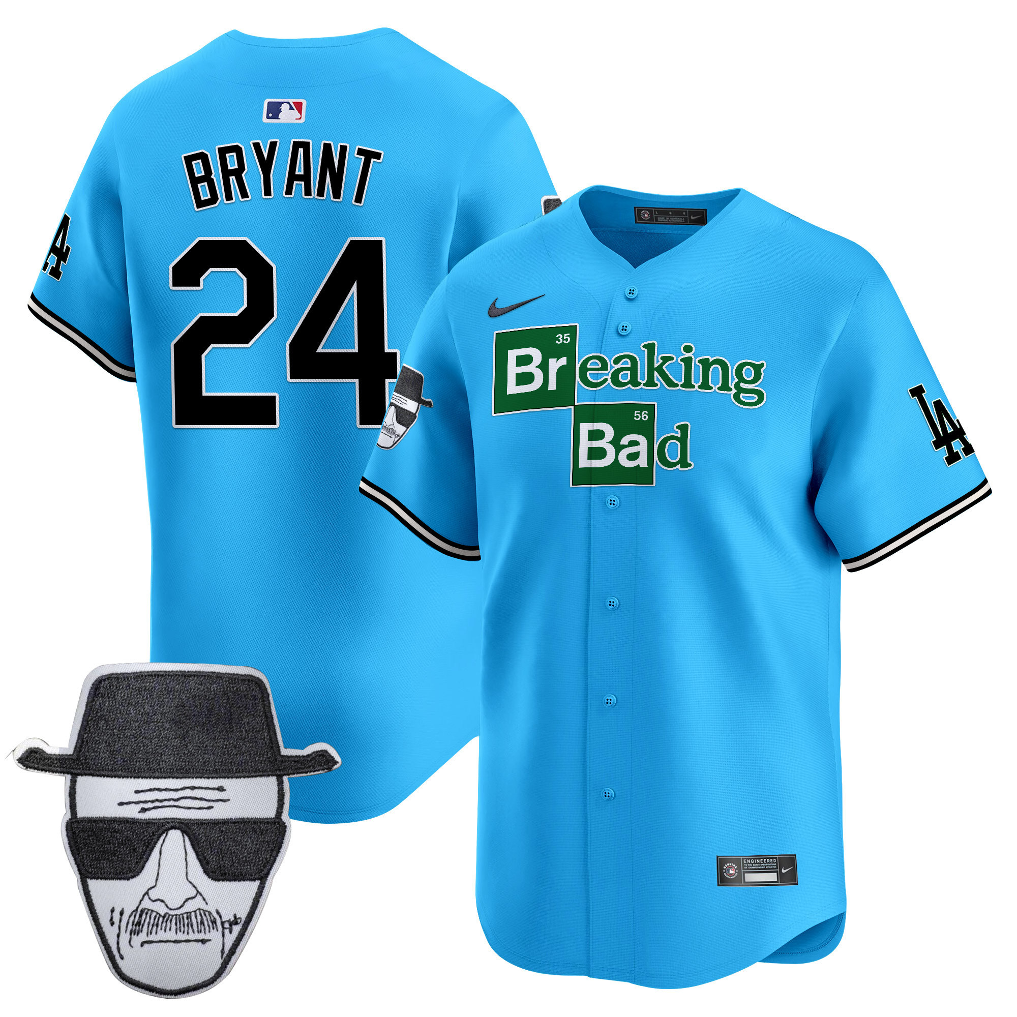 Men's Dodgers Breaking Bad Walter White Patch Vapor Premier Limited Jersey - All Stitched - Image 16
