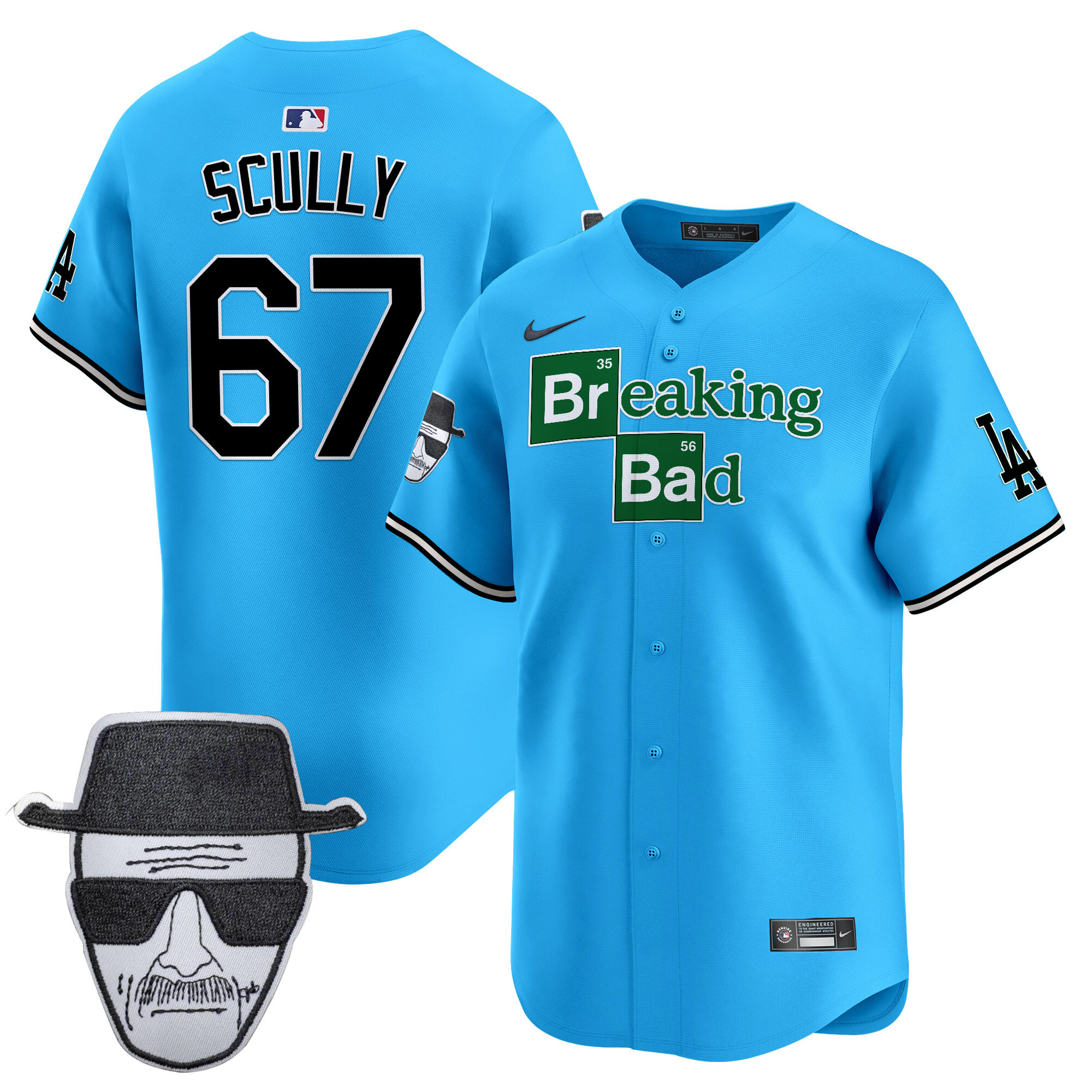 Men's Dodgers Breaking Bad Walter White Patch Vapor Premier Limited Jersey - All Stitched - Image 17