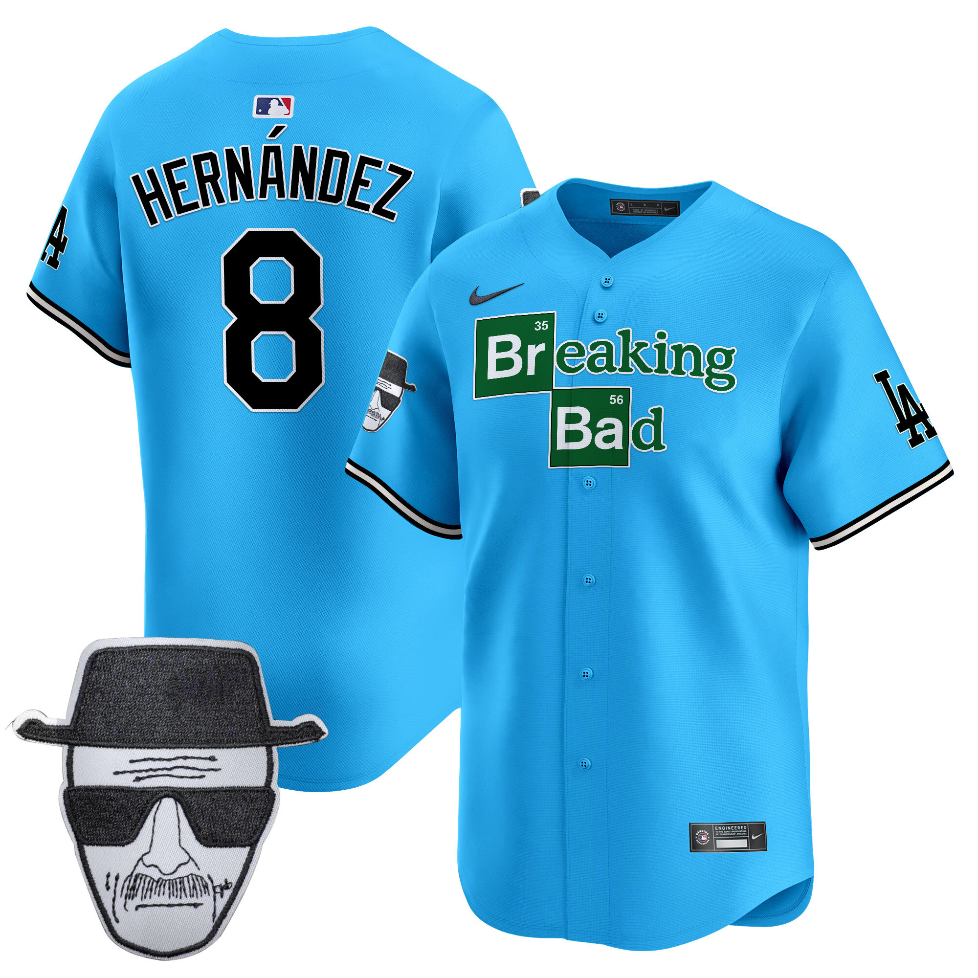 Men's Dodgers Breaking Bad Walter White Patch Vapor Premier Limited Jersey - All Stitched - Image 18
