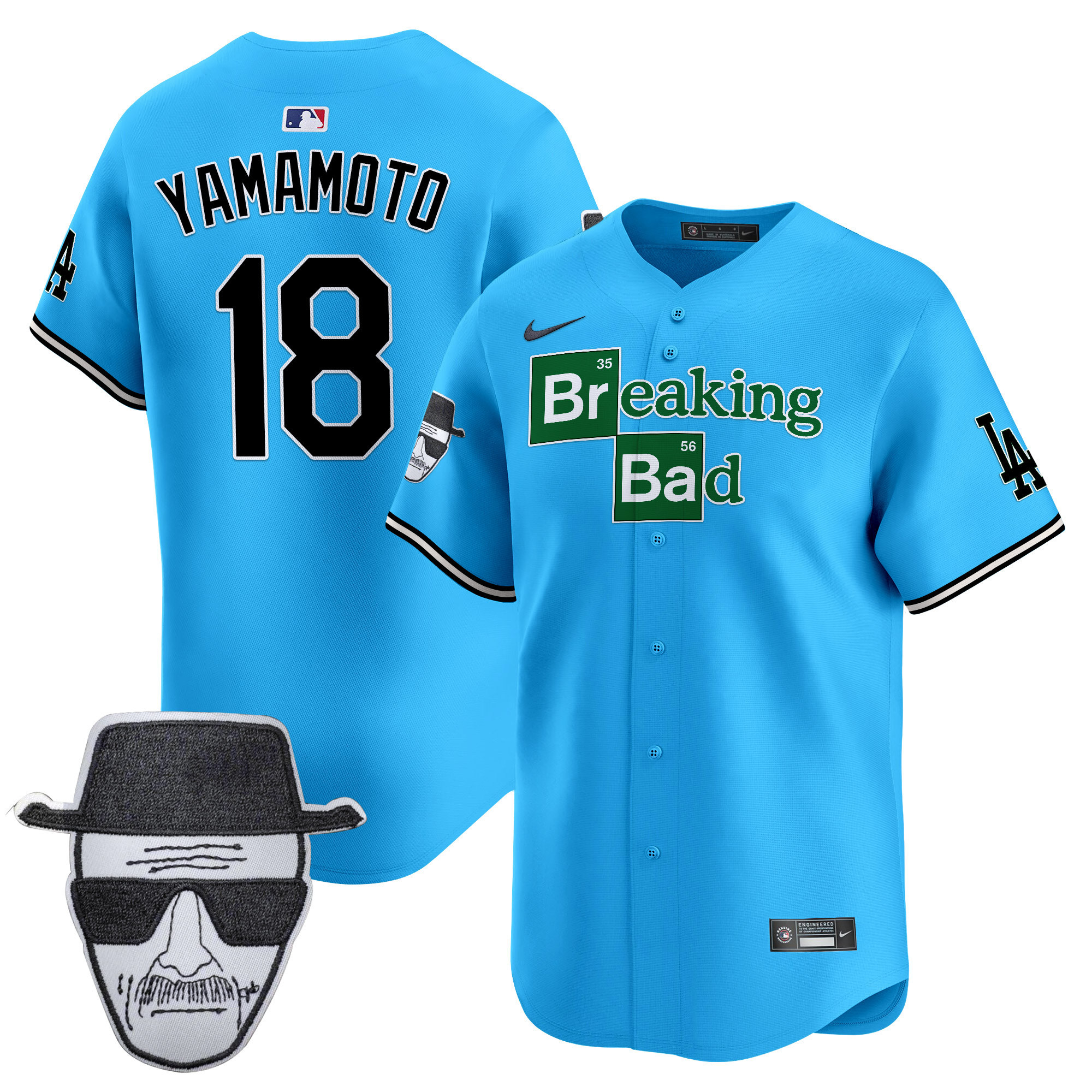 Men's Dodgers Breaking Bad Walter White Patch Vapor Premier Limited Jersey - All Stitched - Image 19