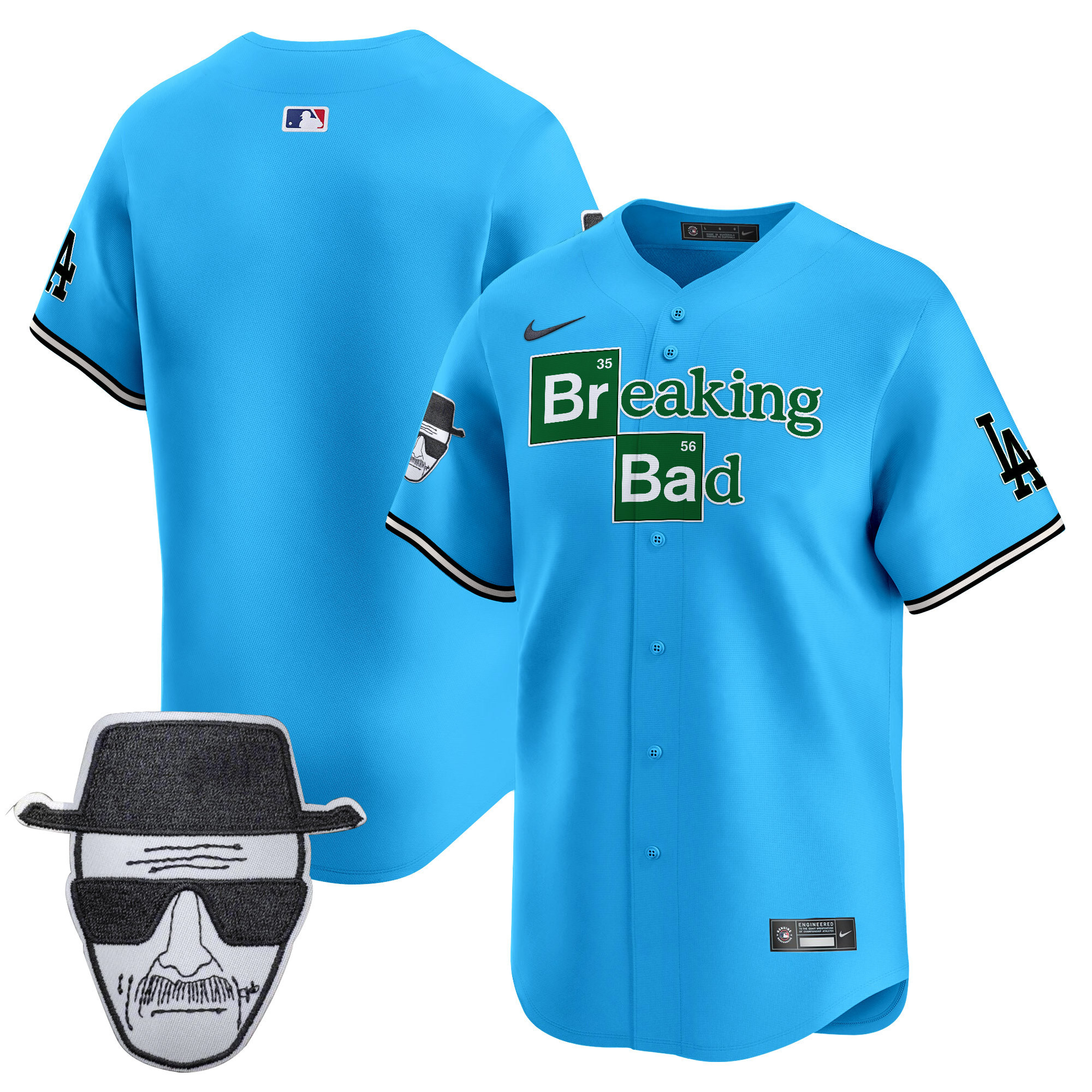 Men's Dodgers Breaking Bad Walter White Patch Vapor Premier Limited Jersey - All Stitched - Image 20