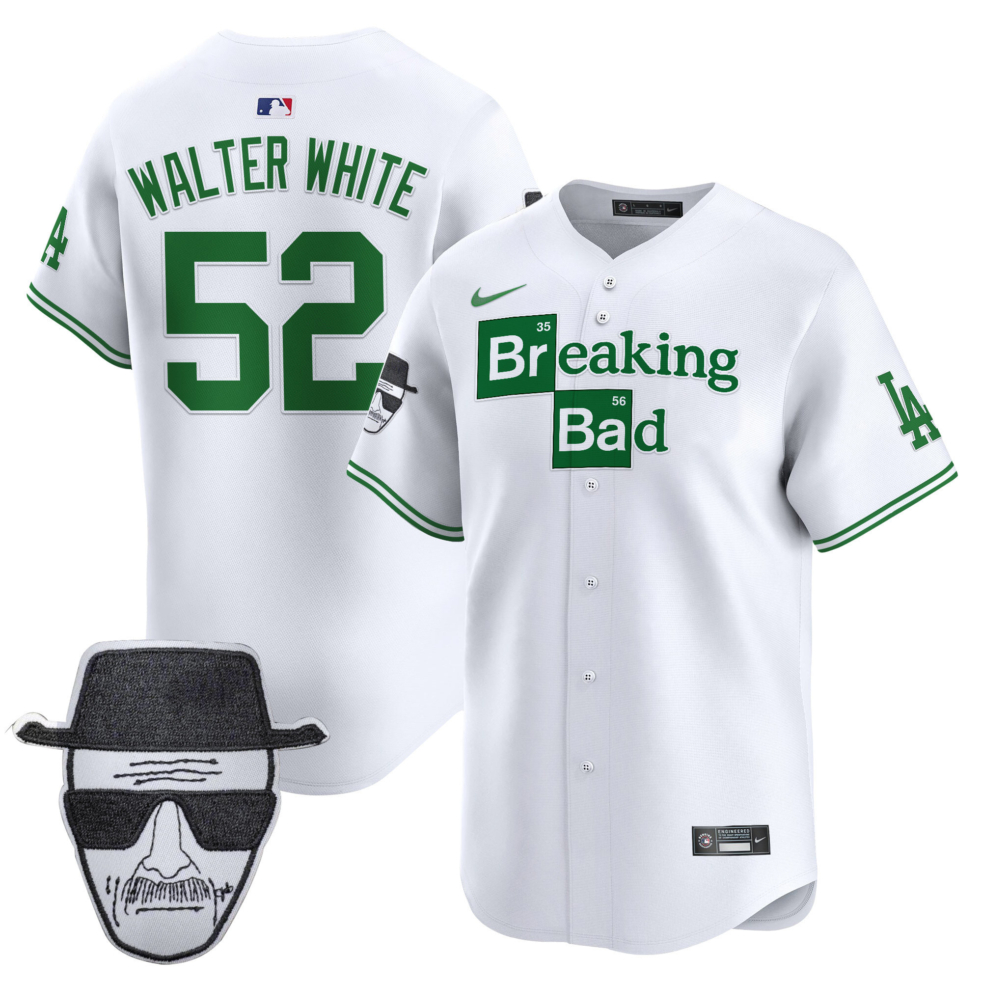 Men's Dodgers Breaking Bad Walter White Patch Vapor Premier Limited Jersey - All Stitched - Image 21