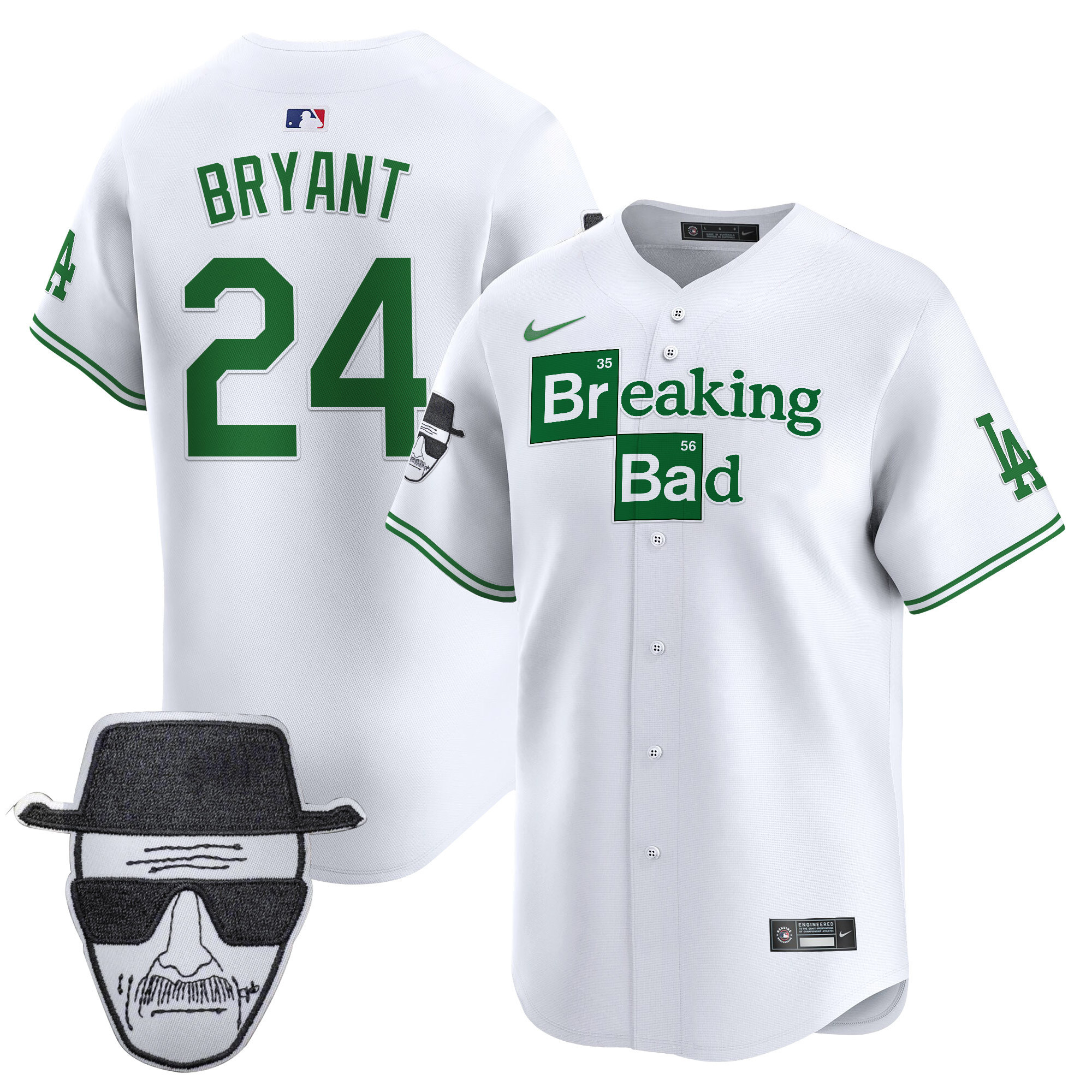 Men's Dodgers Breaking Bad Walter White Patch Vapor Premier Limited Jersey - All Stitched - Image 26
