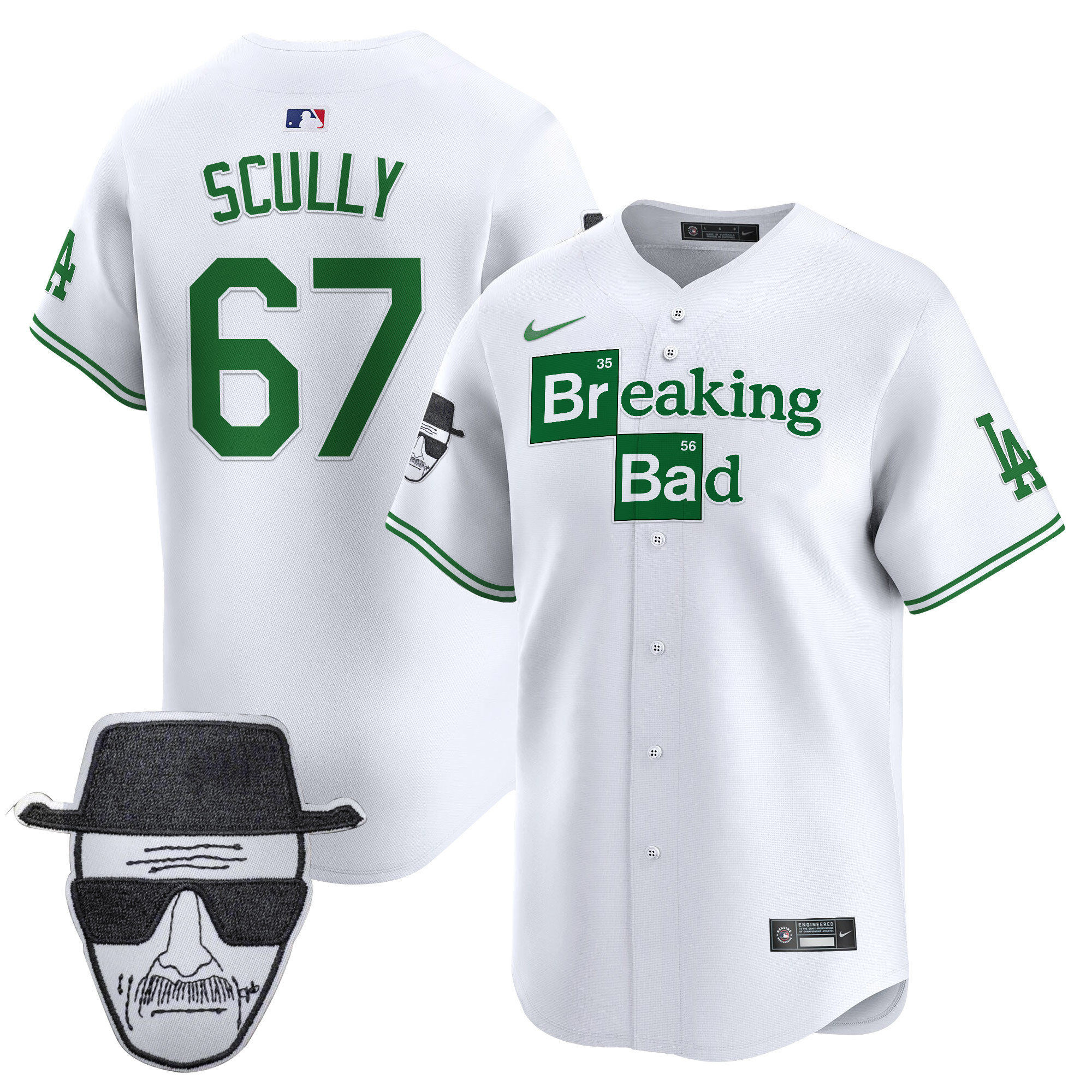 Men's Dodgers Breaking Bad Walter White Patch Vapor Premier Limited Jersey - All Stitched - Image 27