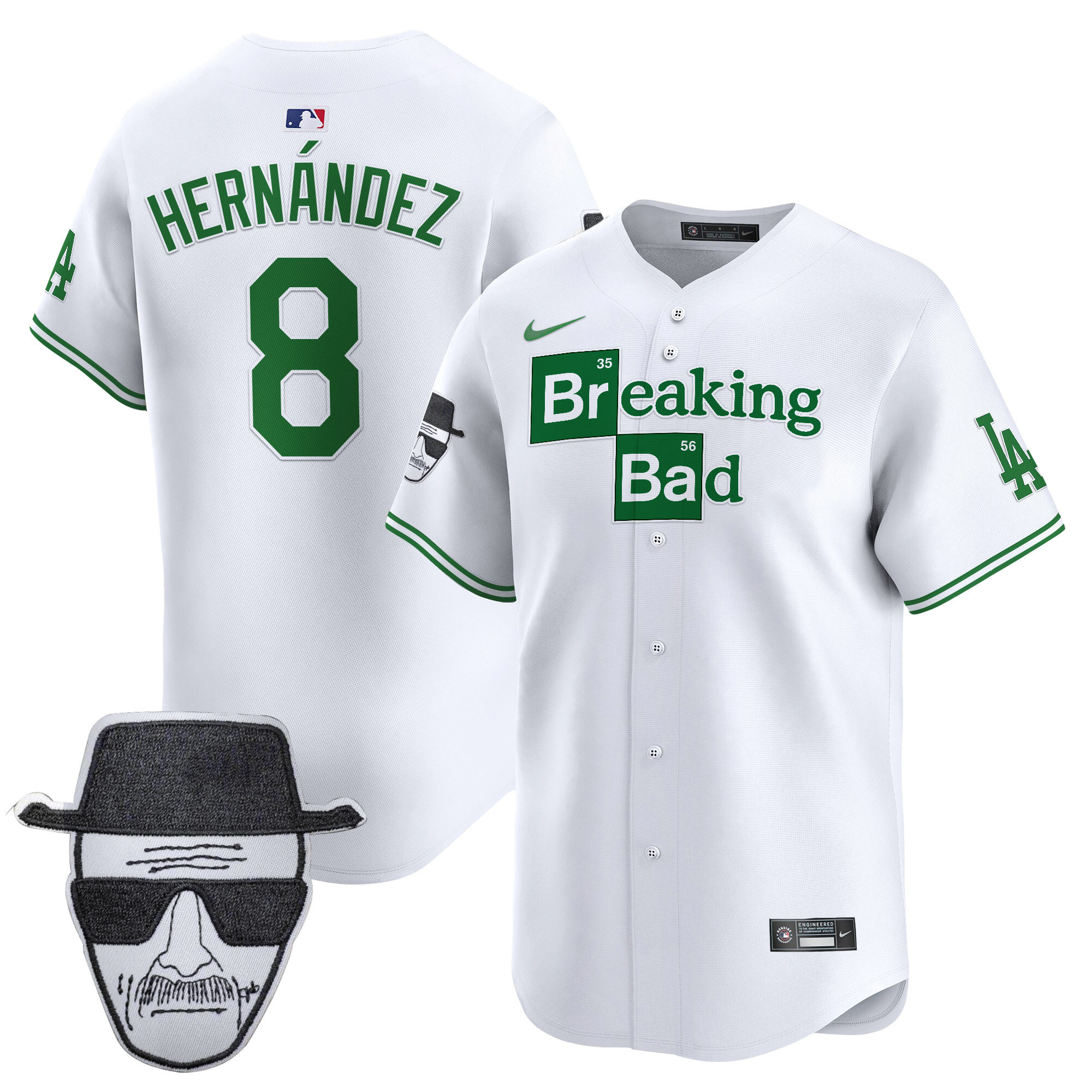Men's Dodgers Breaking Bad Walter White Patch Vapor Premier Limited Jersey - All Stitched - Image 28