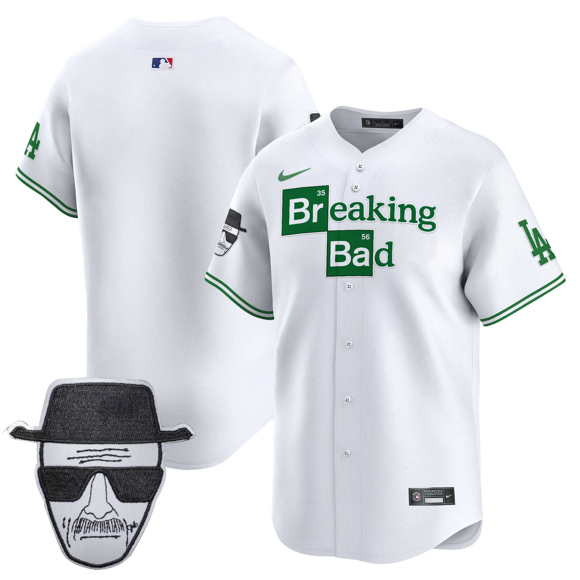 Men's Dodgers Breaking Bad Walter White Patch Vapor Premier Limited Jersey - All Stitched - Image 30