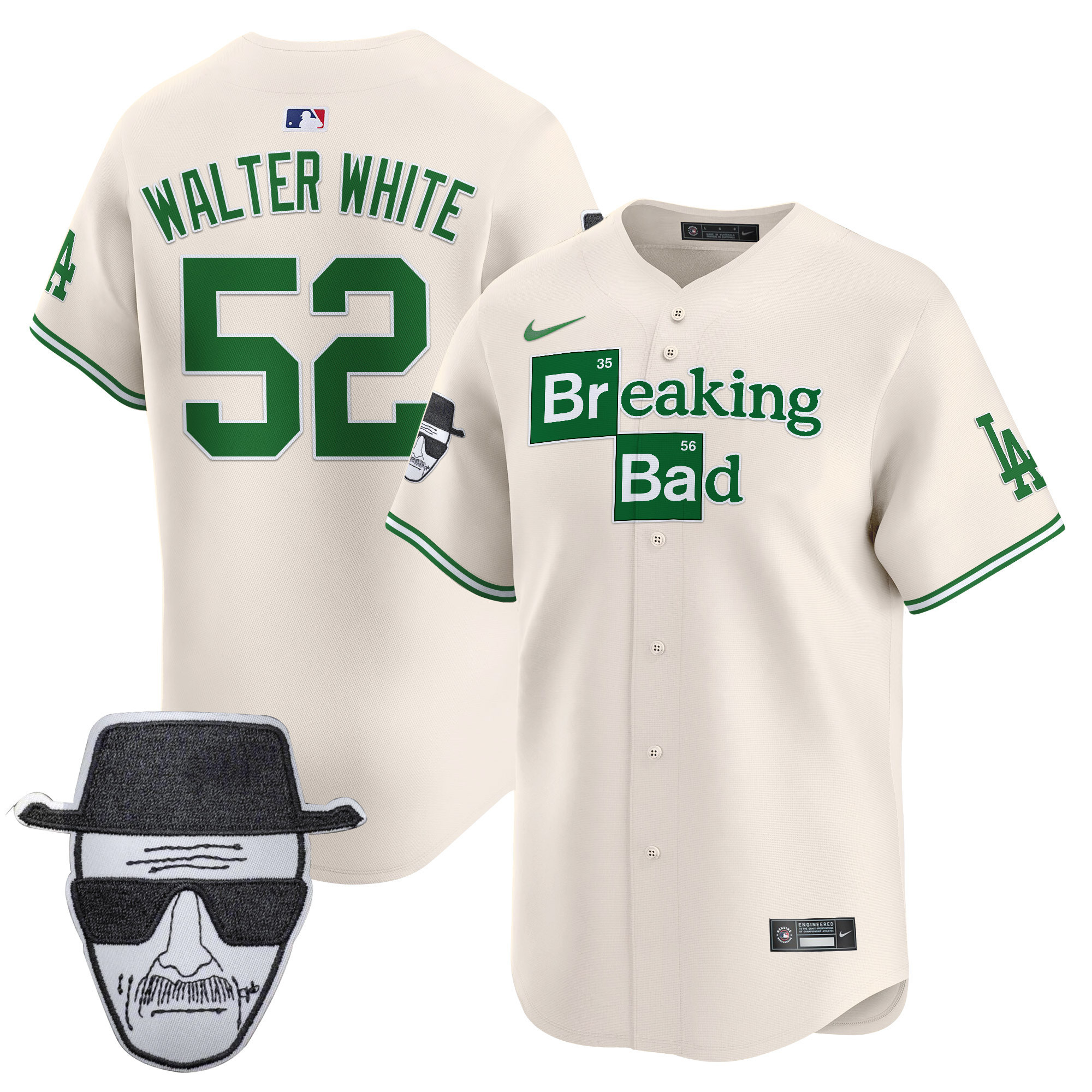 Men's Dodgers Breaking Bad Walter White Patch Vapor Premier Limited Jersey - All Stitched - Image 31
