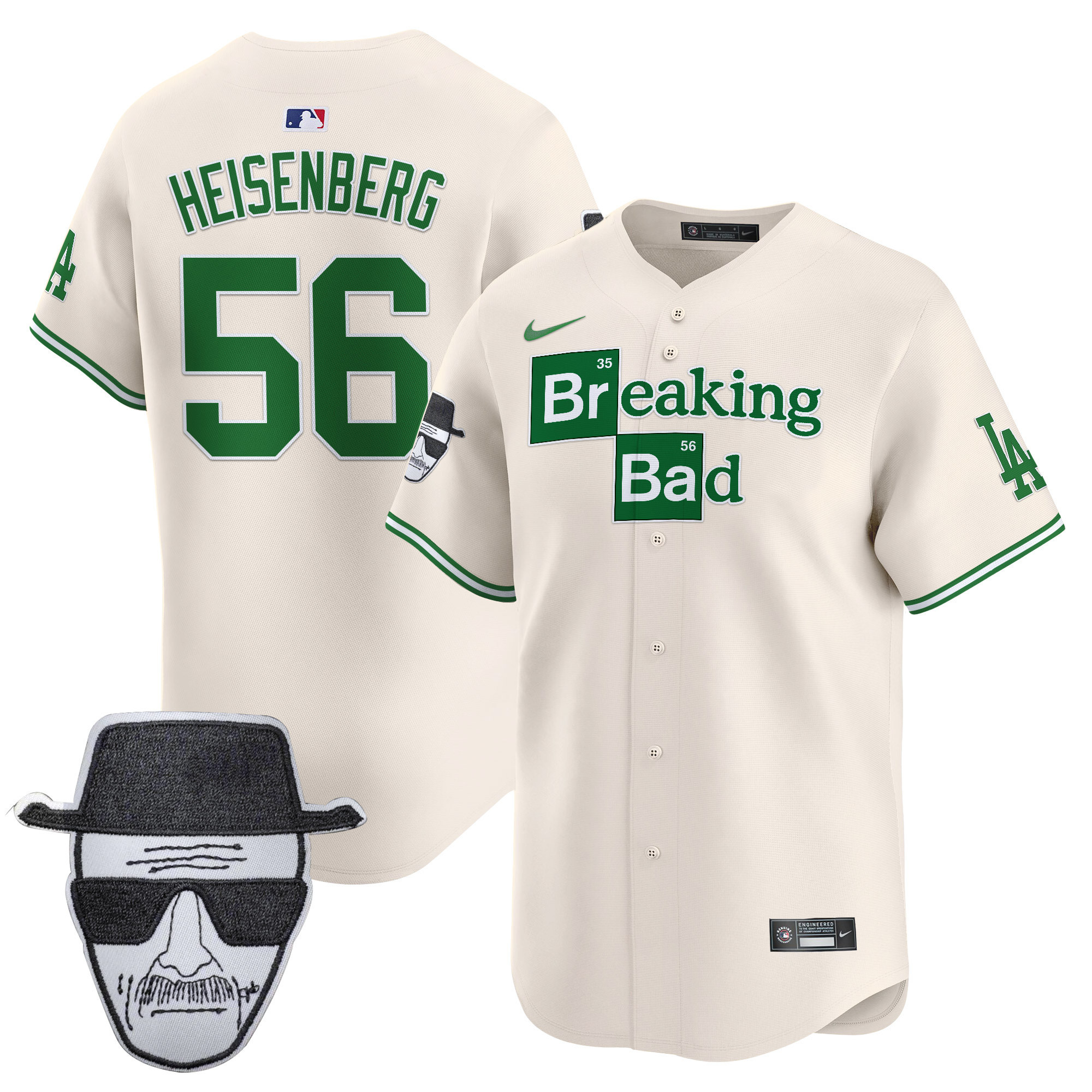 Men's Dodgers Breaking Bad Walter White Patch Vapor Premier Limited Jersey - All Stitched - Image 32
