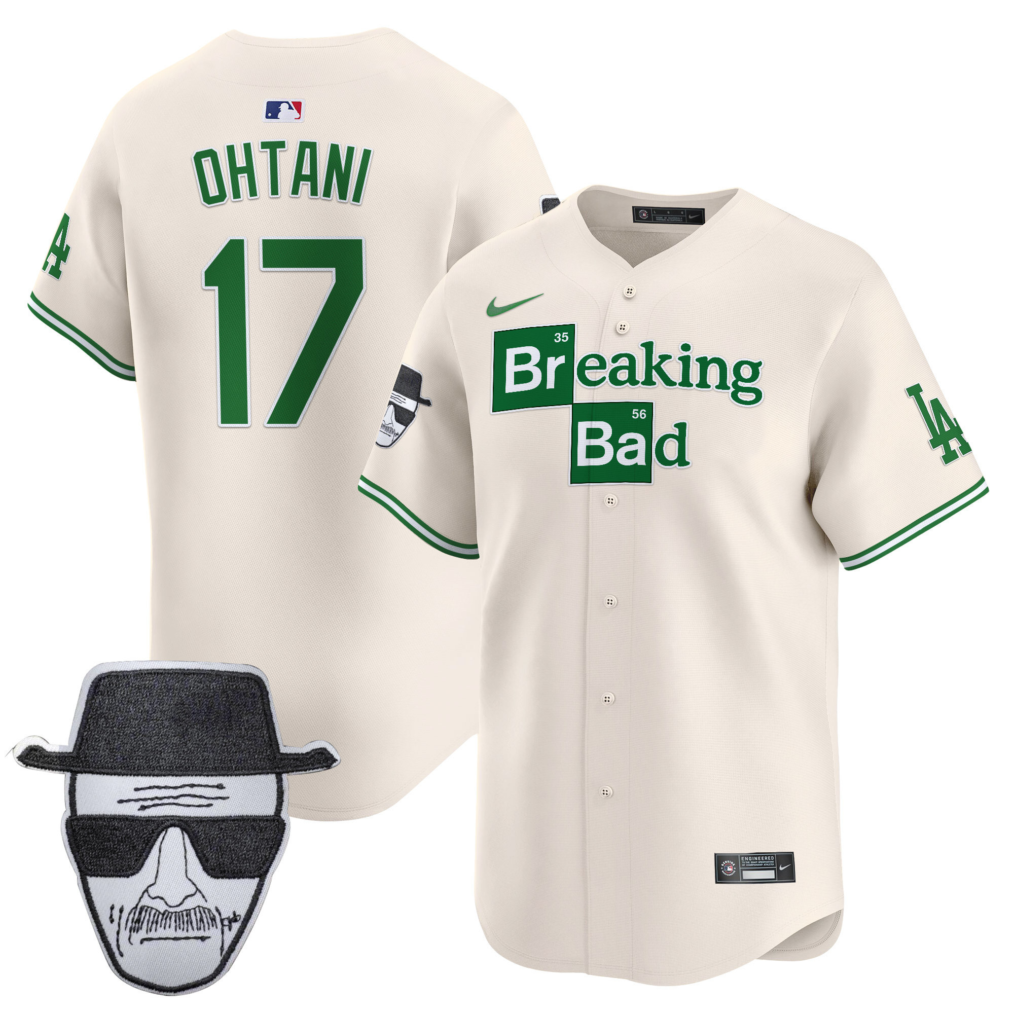 Men's Dodgers Breaking Bad Walter White Patch Vapor Premier Limited Jersey - All Stitched - Image 33