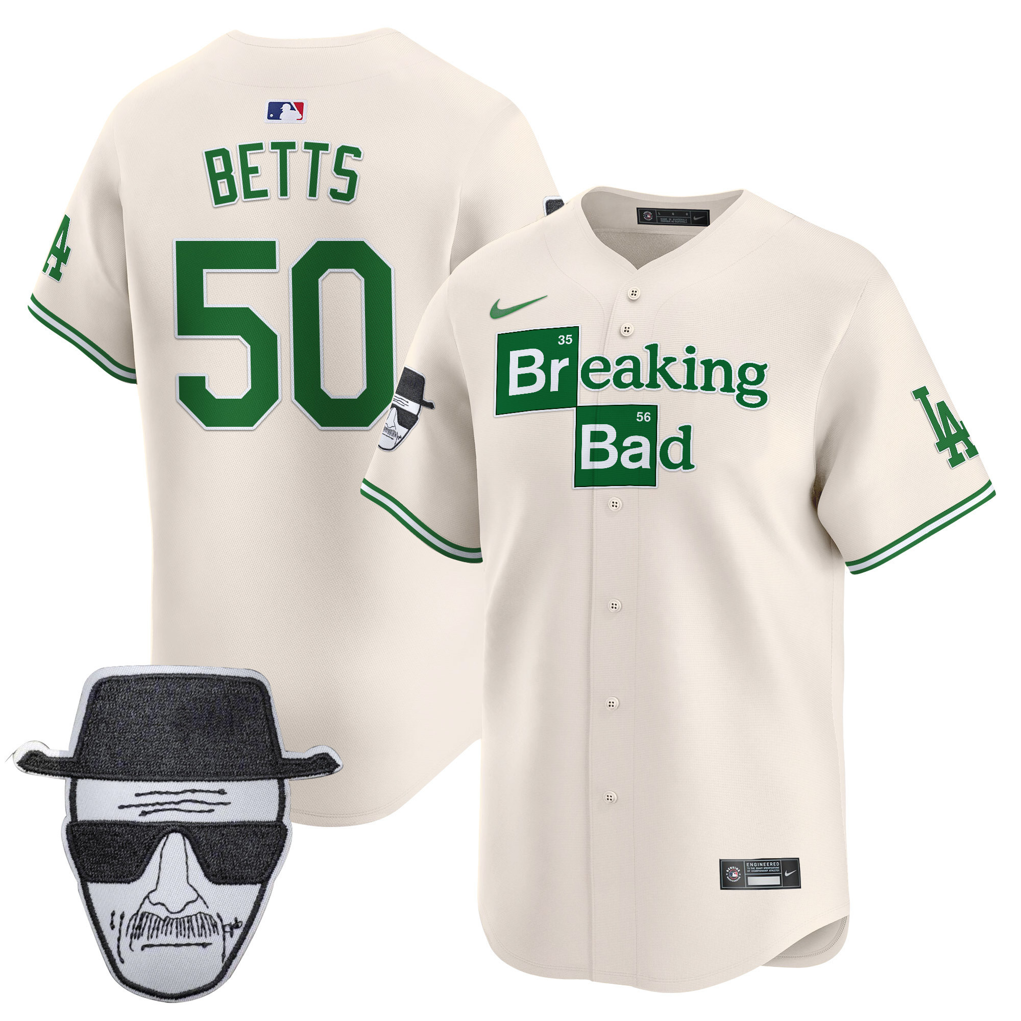 Men's Dodgers Breaking Bad Walter White Patch Vapor Premier Limited Jersey - All Stitched - Image 35
