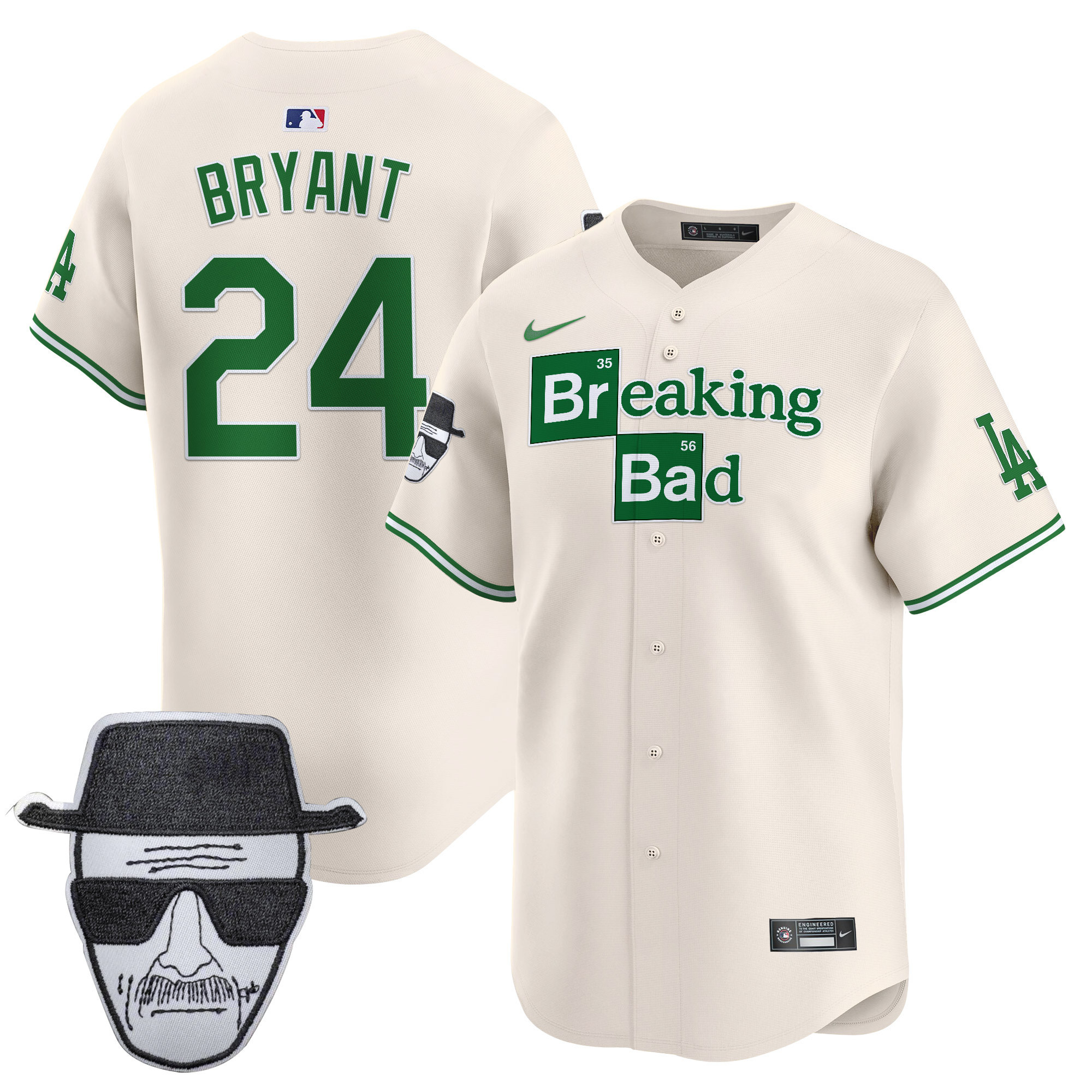 Men's Dodgers Breaking Bad Walter White Patch Vapor Premier Limited Jersey - All Stitched - Image 36