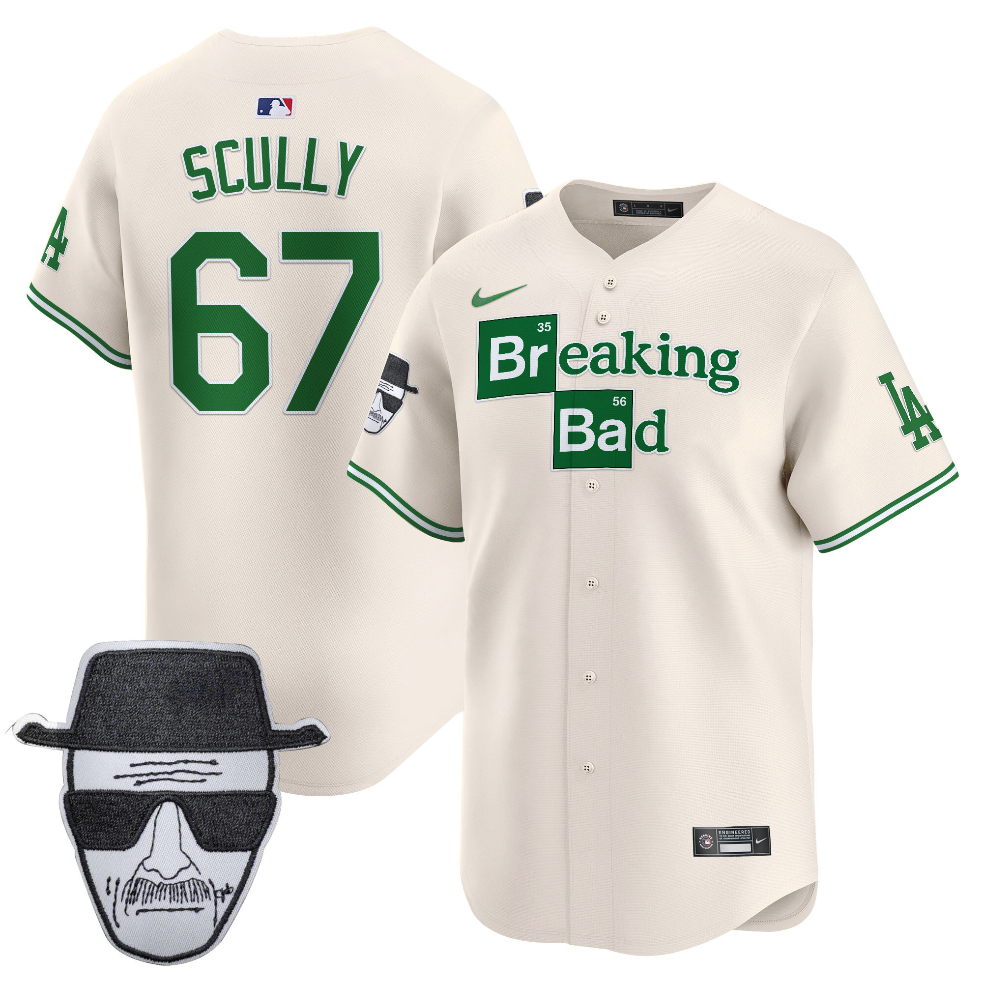 Men's Dodgers Breaking Bad Walter White Patch Vapor Premier Limited Jersey - All Stitched - Image 37