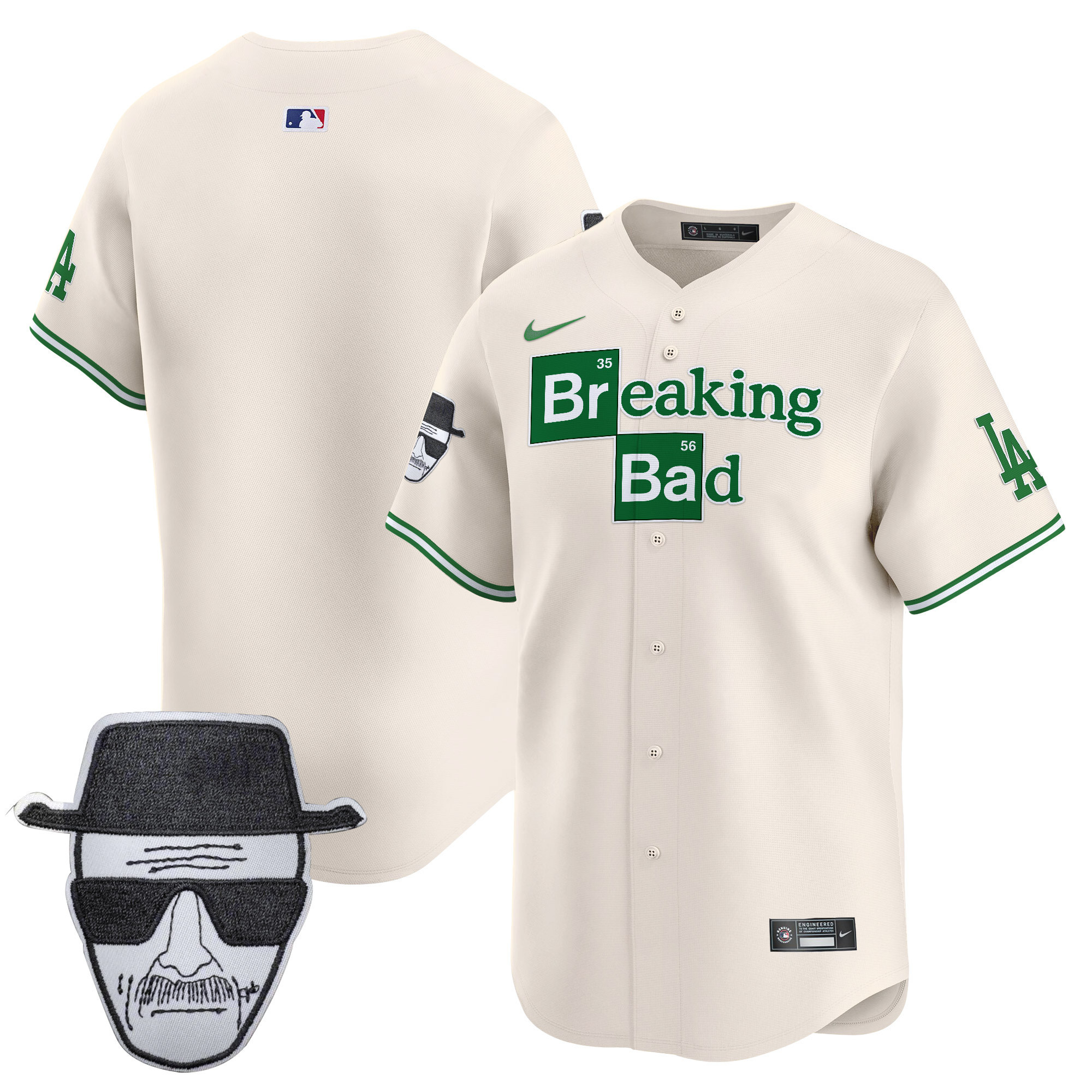 Men's Dodgers Breaking Bad Walter White Patch Vapor Premier Limited Jersey - All Stitched - Image 40