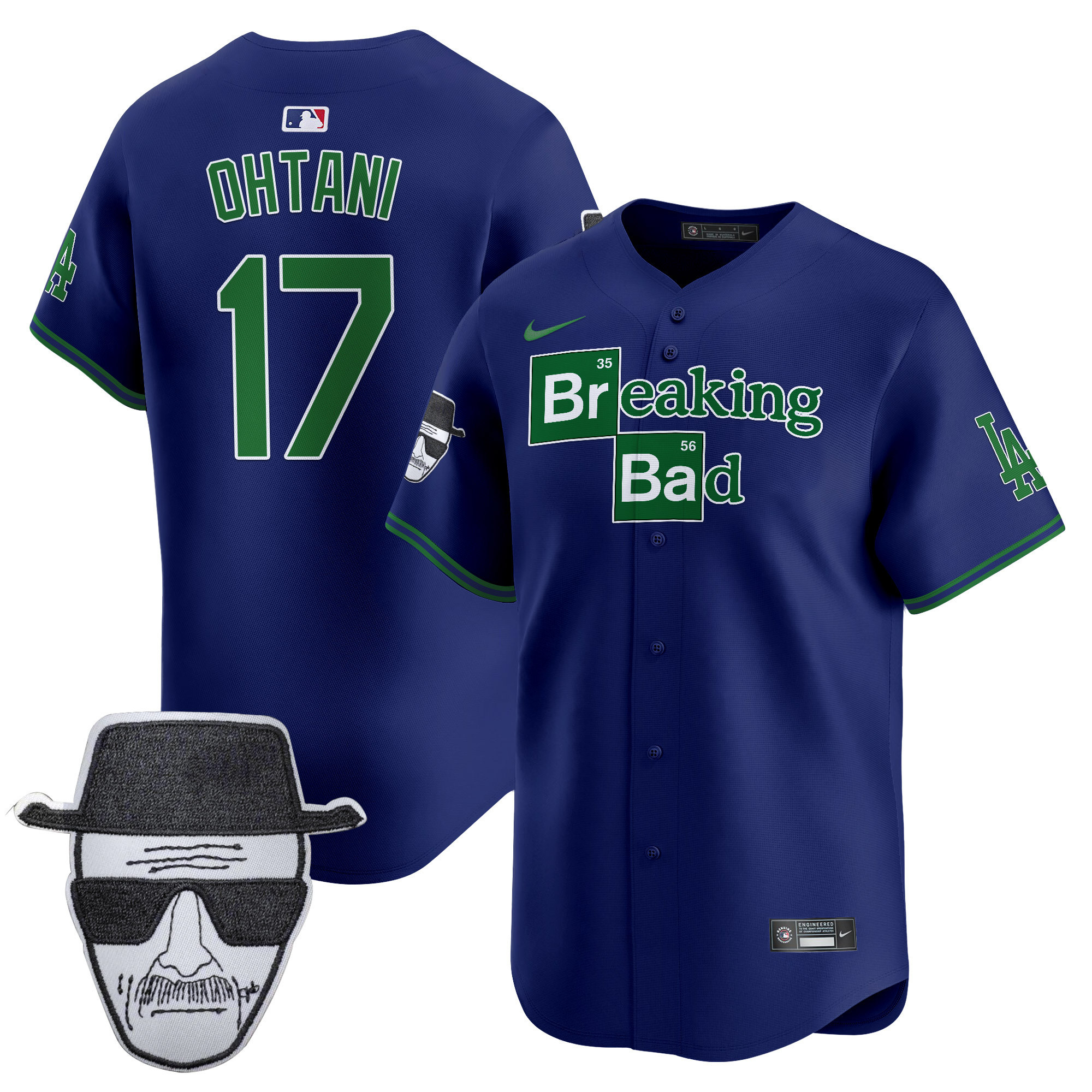 Men's Dodgers Breaking Bad Walter White Patch Vapor Premier Limited Jersey - All Stitched - Image 43