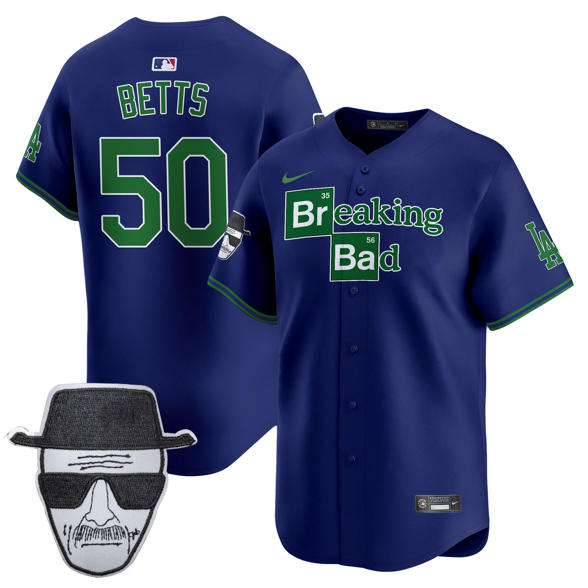 Men's Dodgers Breaking Bad Walter White Patch Vapor Premier Limited Jersey - All Stitched - Image 45