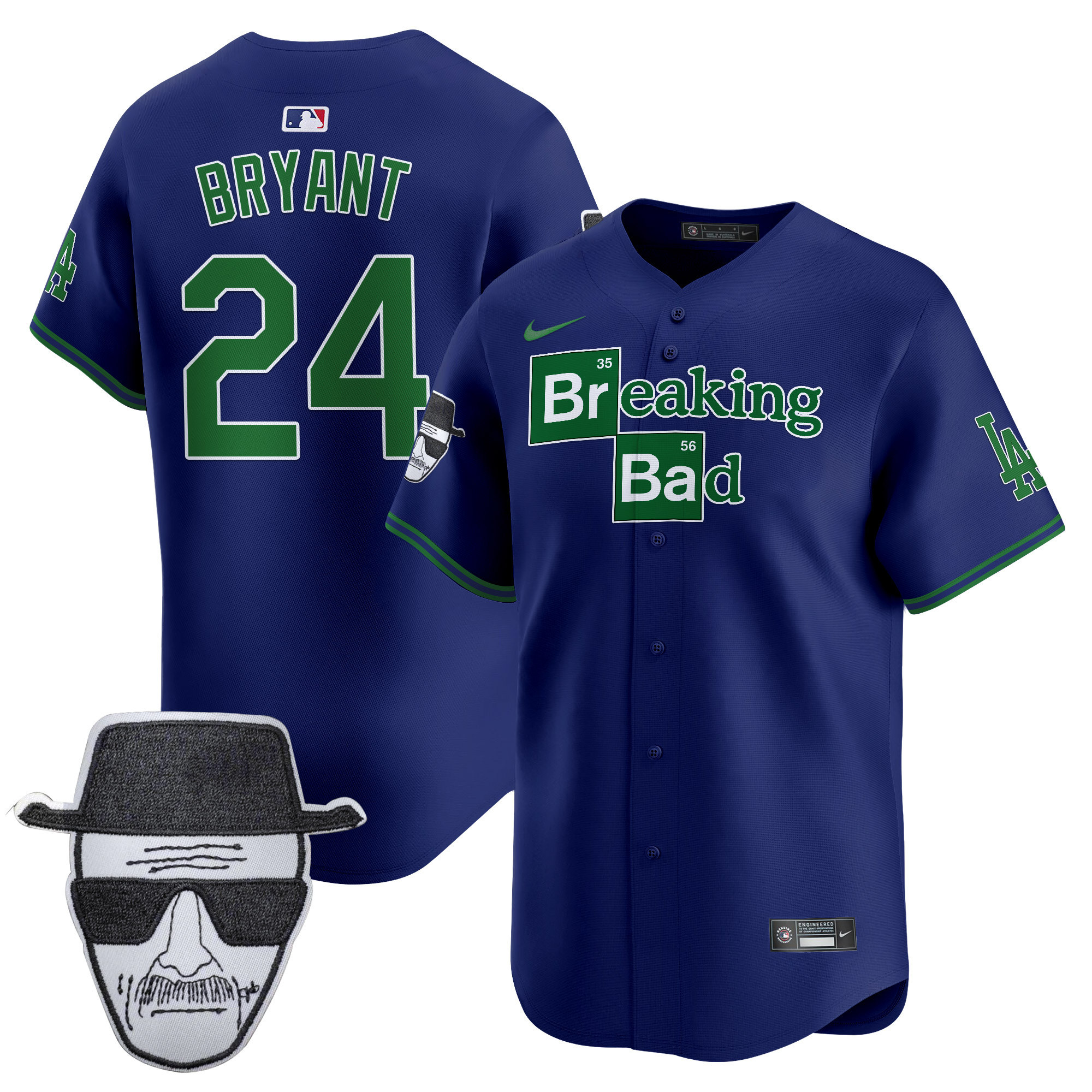 Men's Dodgers Breaking Bad Walter White Patch Vapor Premier Limited Jersey - All Stitched - Image 46