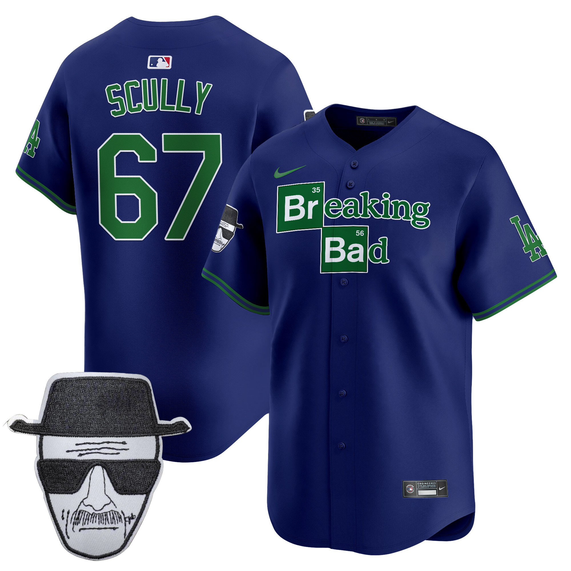 Men's Dodgers Breaking Bad Walter White Patch Vapor Premier Limited Jersey - All Stitched - Image 47