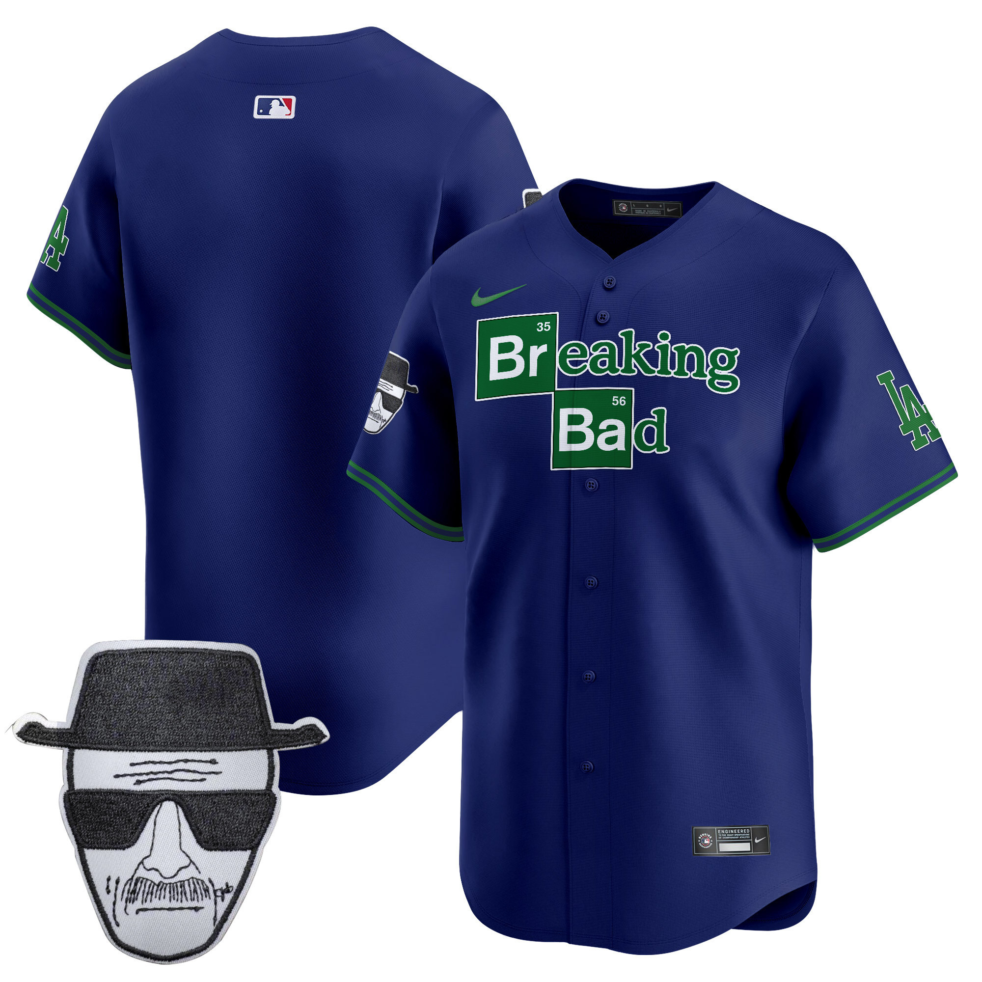 Men's Dodgers Breaking Bad Walter White Patch Vapor Premier Limited Jersey - All Stitched - Image 50