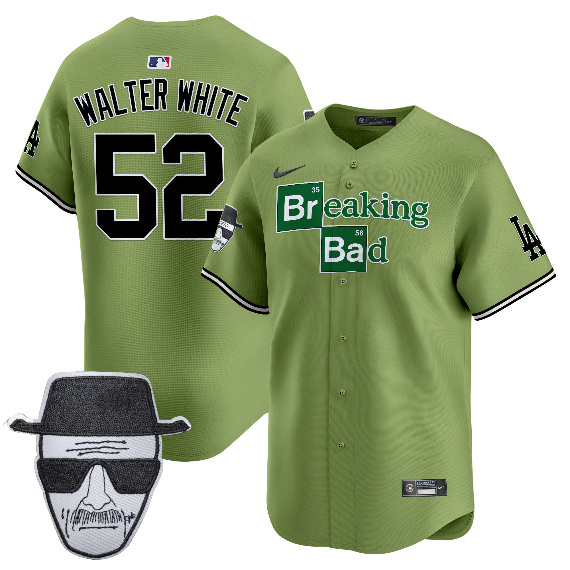 Men's Dodgers Breaking Bad Walter White Patch Vapor Premier Limited Jersey - All Stitched - Image 51